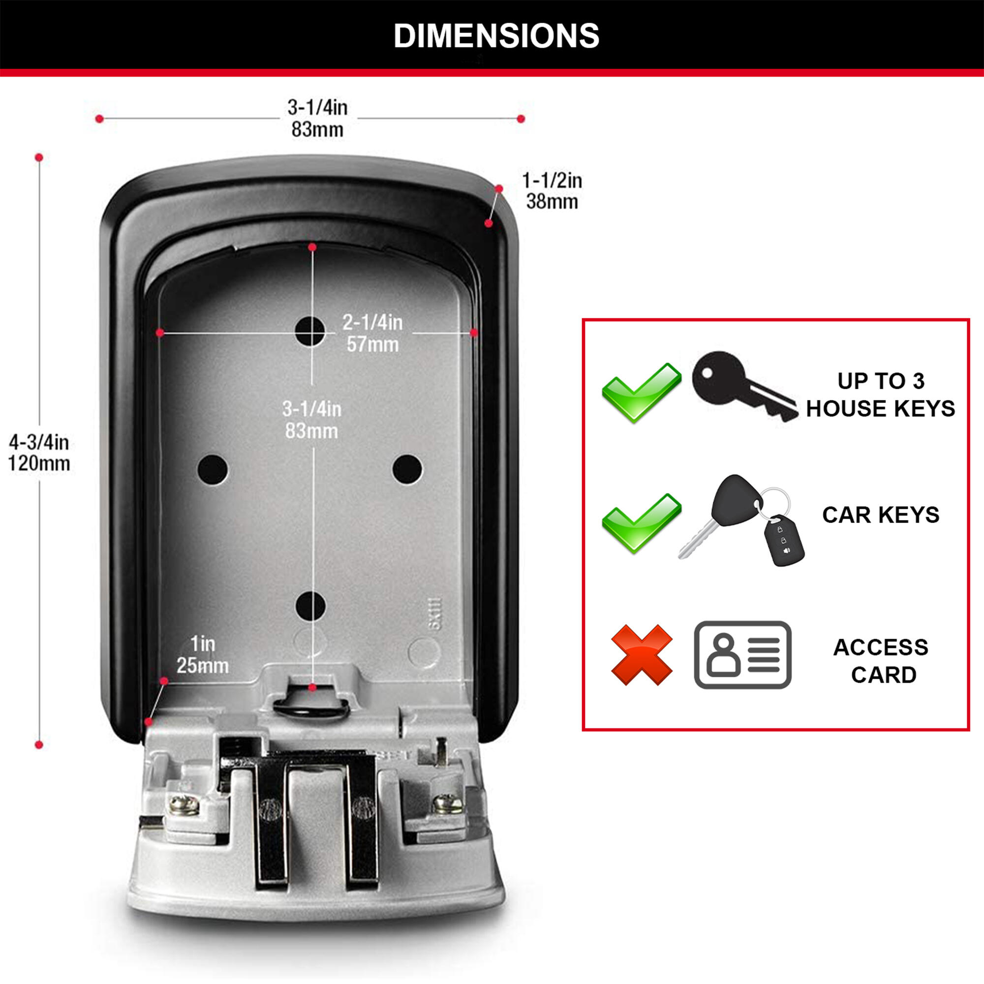 Chaveiro com combinação MASTER LOCK 5401EURD 83X118X34MM - 11