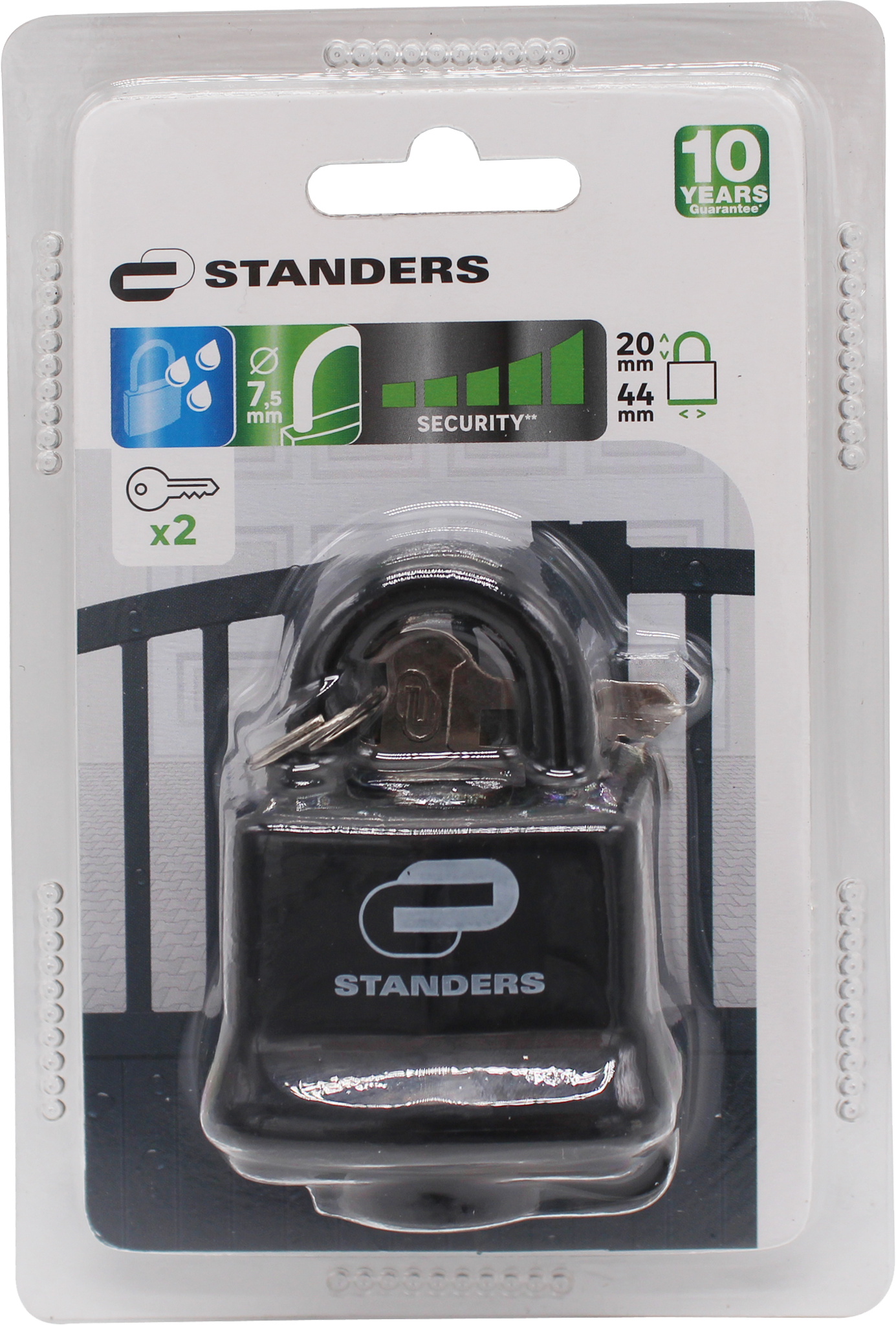 Candado con llave con cuerpo hierro y asa de acero cromado 43,5x40 mm STANDERS - 6