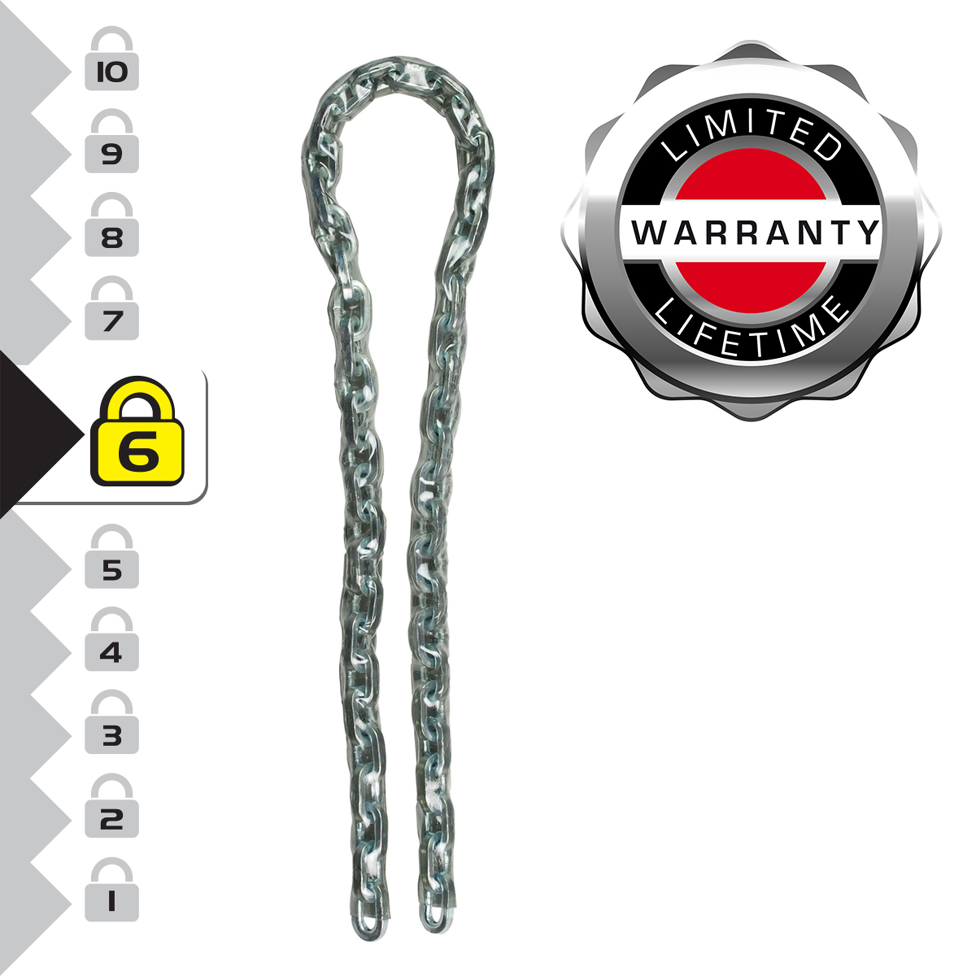 Cadena antirrobo sin candado de acero cementado de 6 mm de ø y 1.5 m longitud - 5
