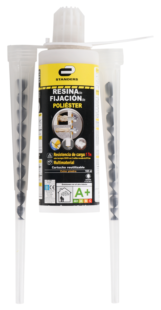 Taco de inyección química resina de poliéster, alta resistencia +1000kg, STANDERS de 165 ml blanca