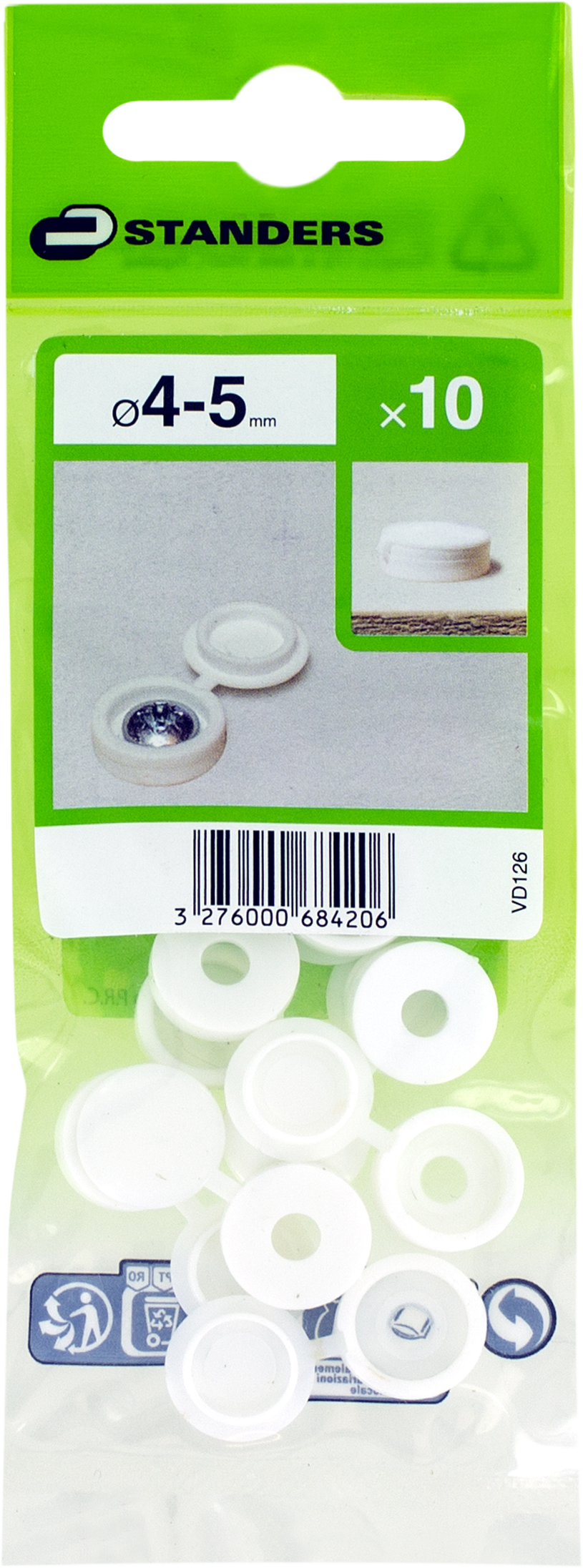 10 embellecedor para tornillos sanitrario en color blanco Ø 4- 4,5 mm - 6
