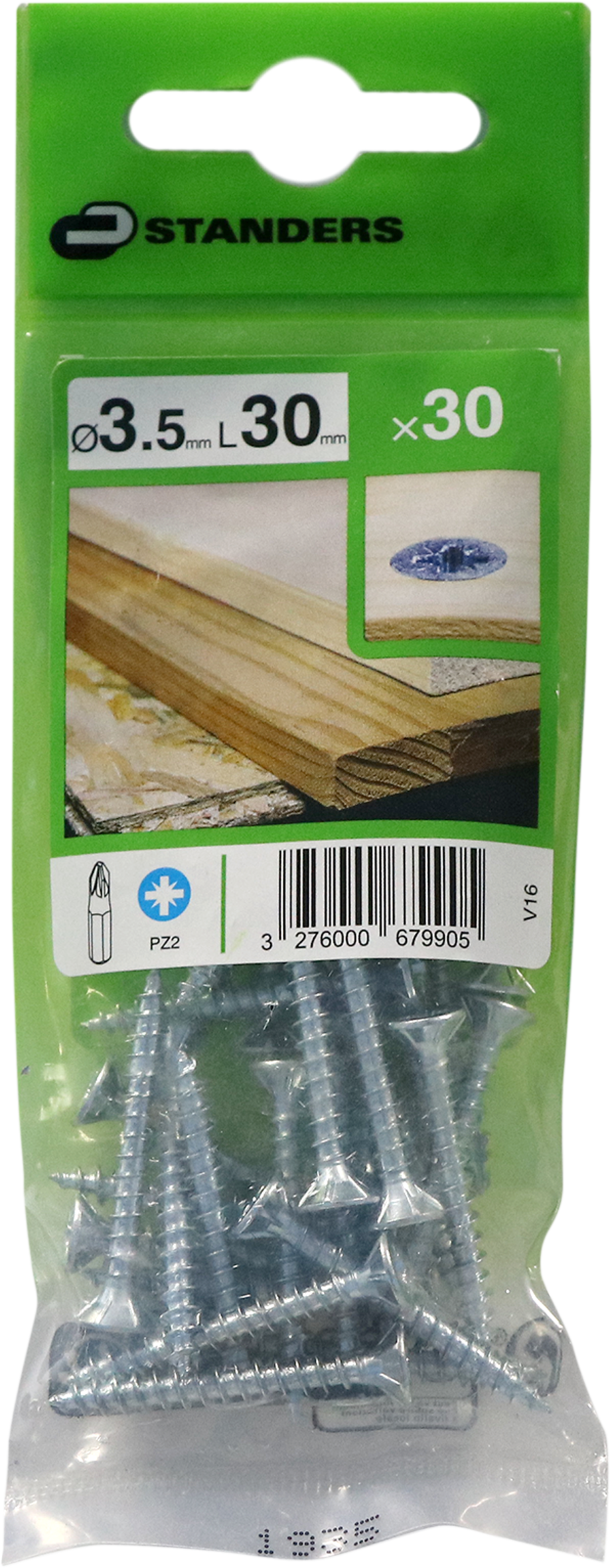 30 Tornillo para madera STANDERS pozidriv con cabeza avellanada, ø 3.5 x L.25 mm - 4
