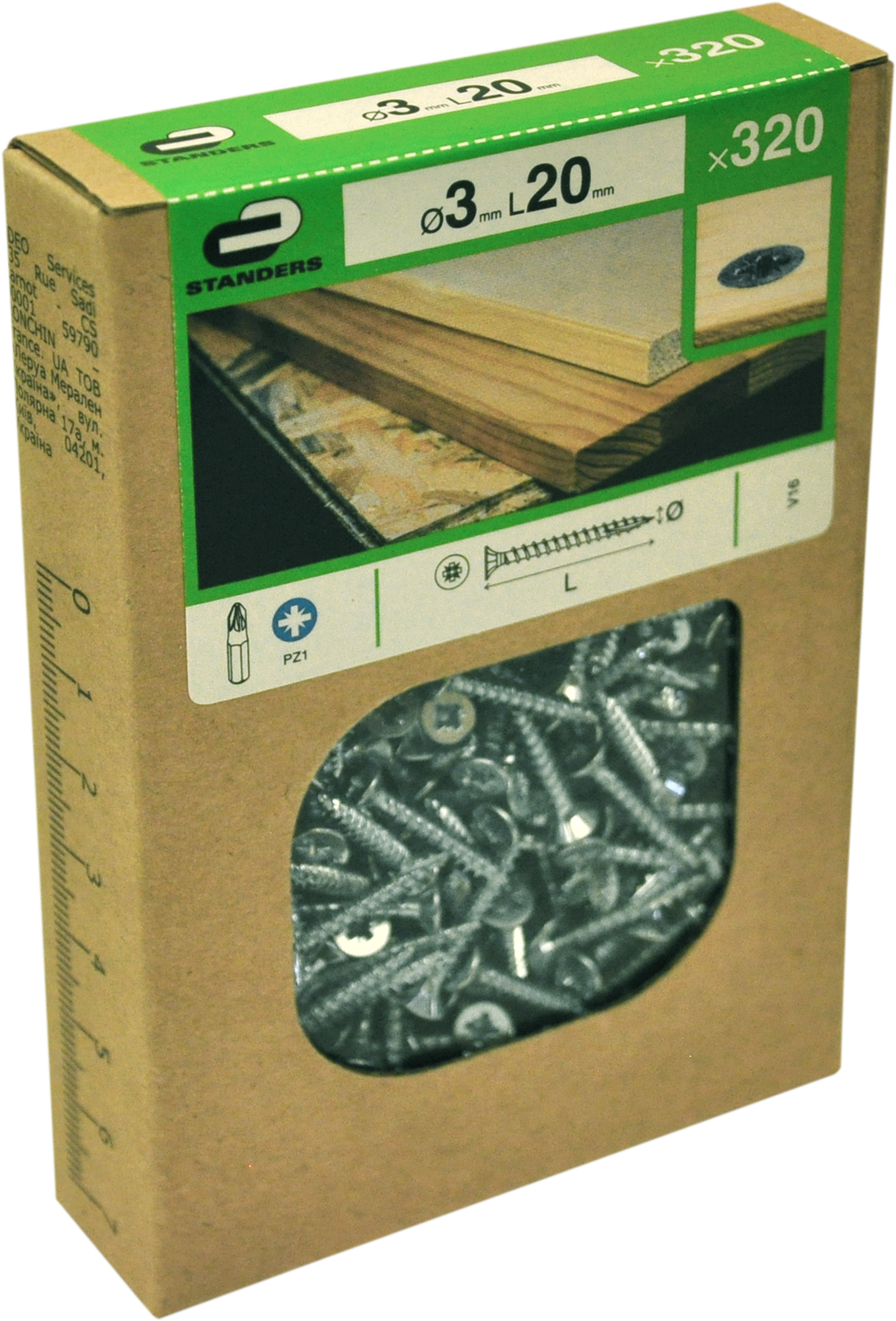 320 Tornillo para madera STANDERS pozidriv con cabeza avellanada, ø 3 x L. 20 mm - 4