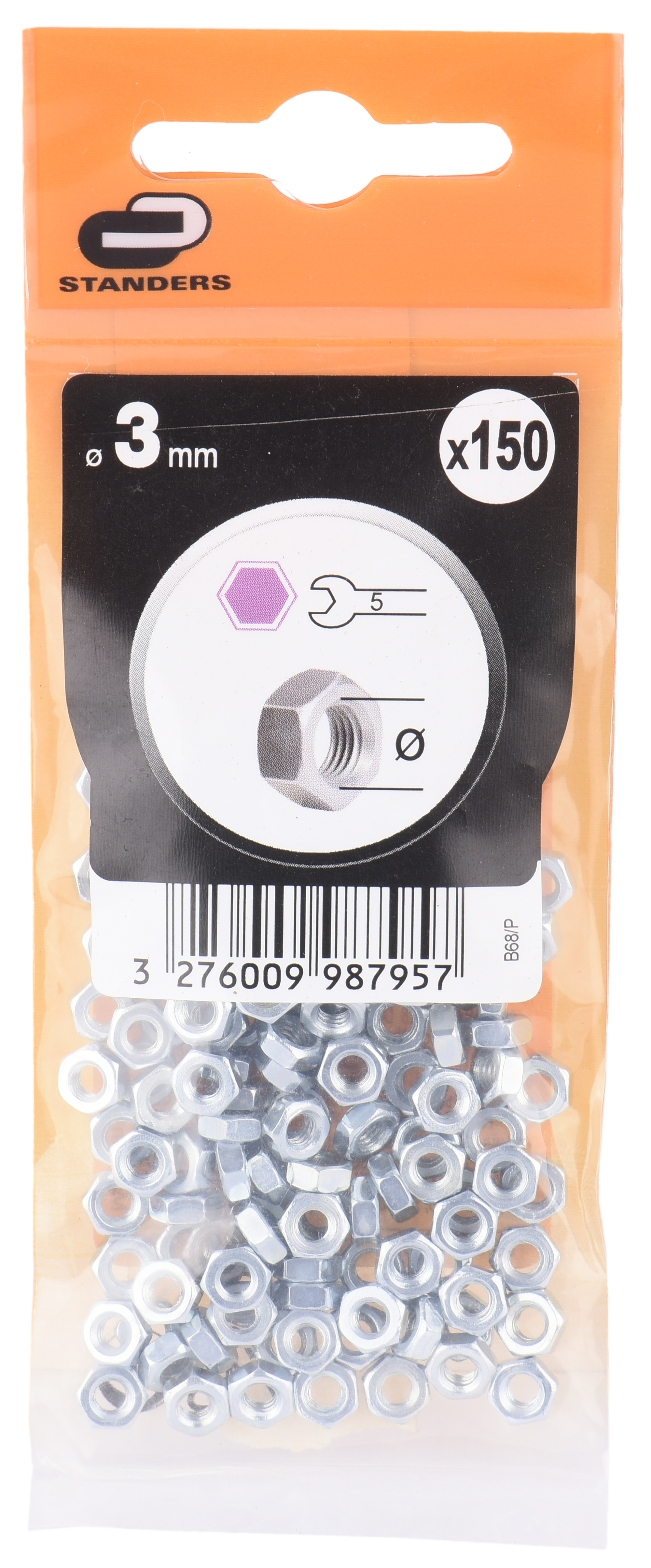 Paquete de 150 tuercas de 6 caras de acero cincado - 6