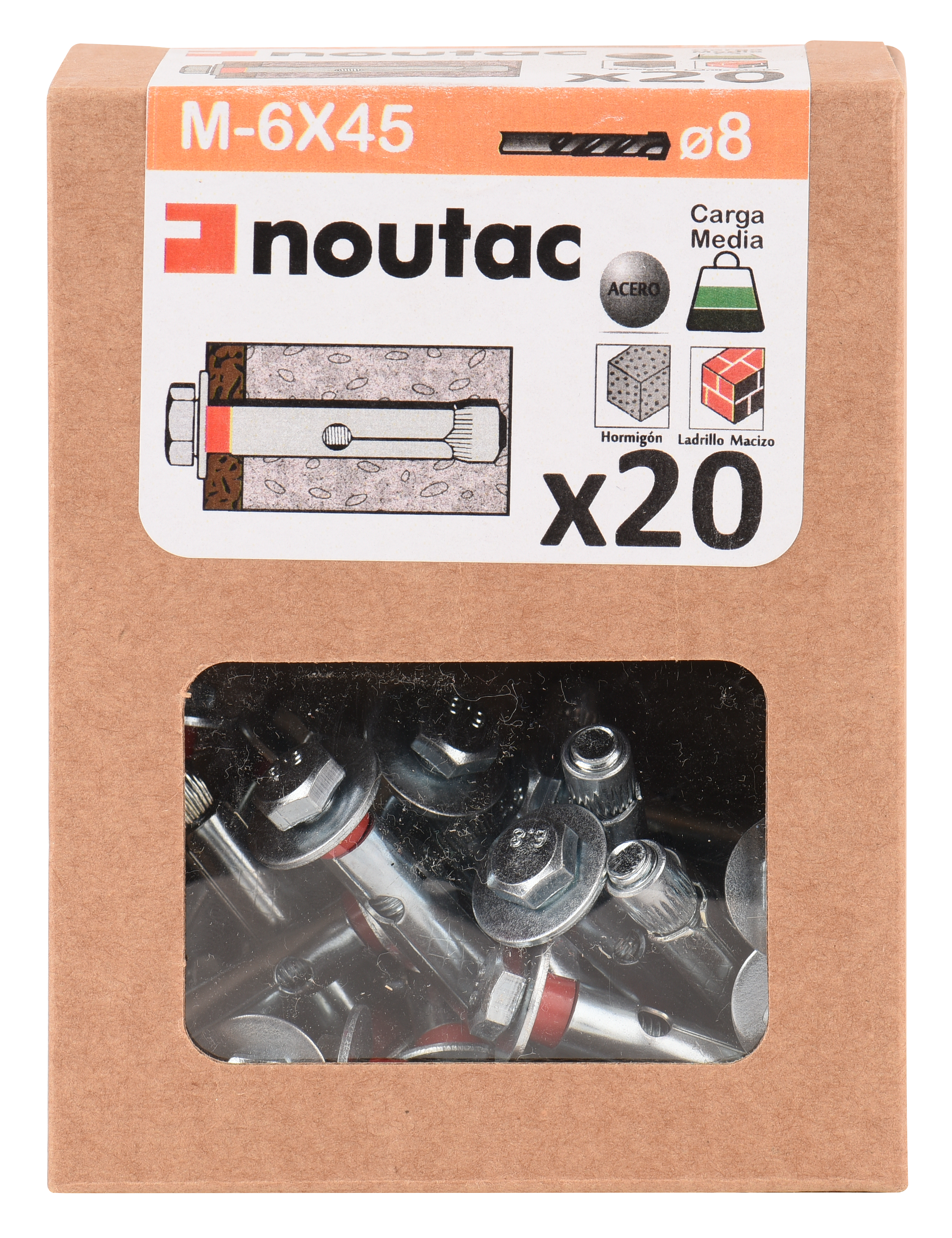 20 tacos de metal con tornillo para material macizo Ø8x45 métrica 6 - 7