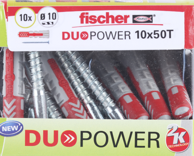 10 tacos + tornillos multimaterial FISCHER DUOPOWER , ø 10 x L. 50 mm