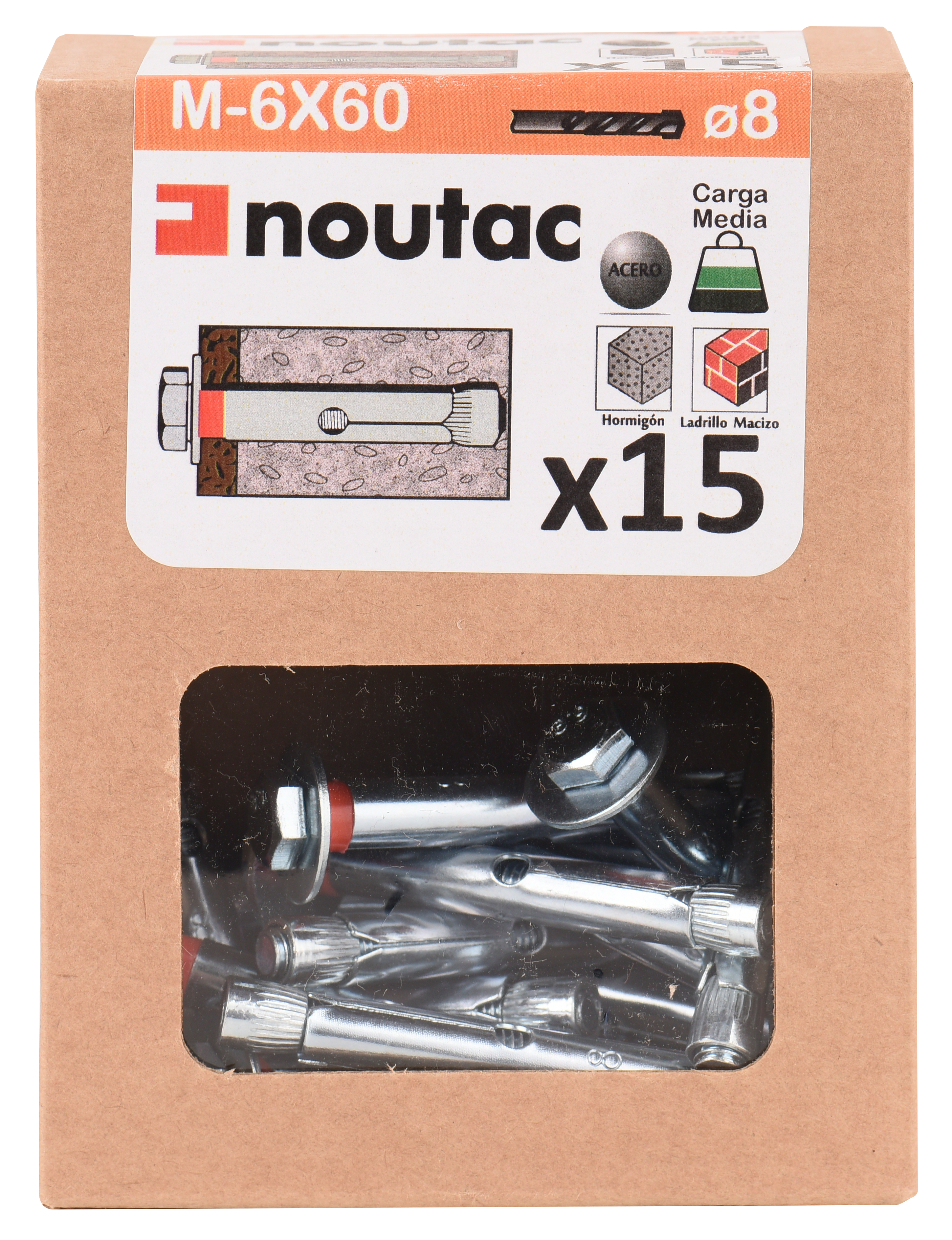 15 tacos de metal con tornillo para material macizo Ø8x60 métrica 6 - 6