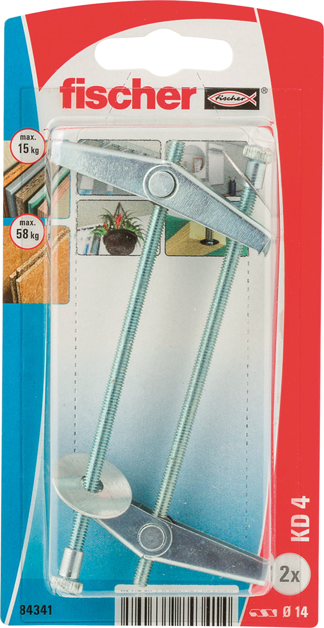 2 Taco de vuelco con resorte fischer KD 4K para pared hueca 14x105 mm - 4
