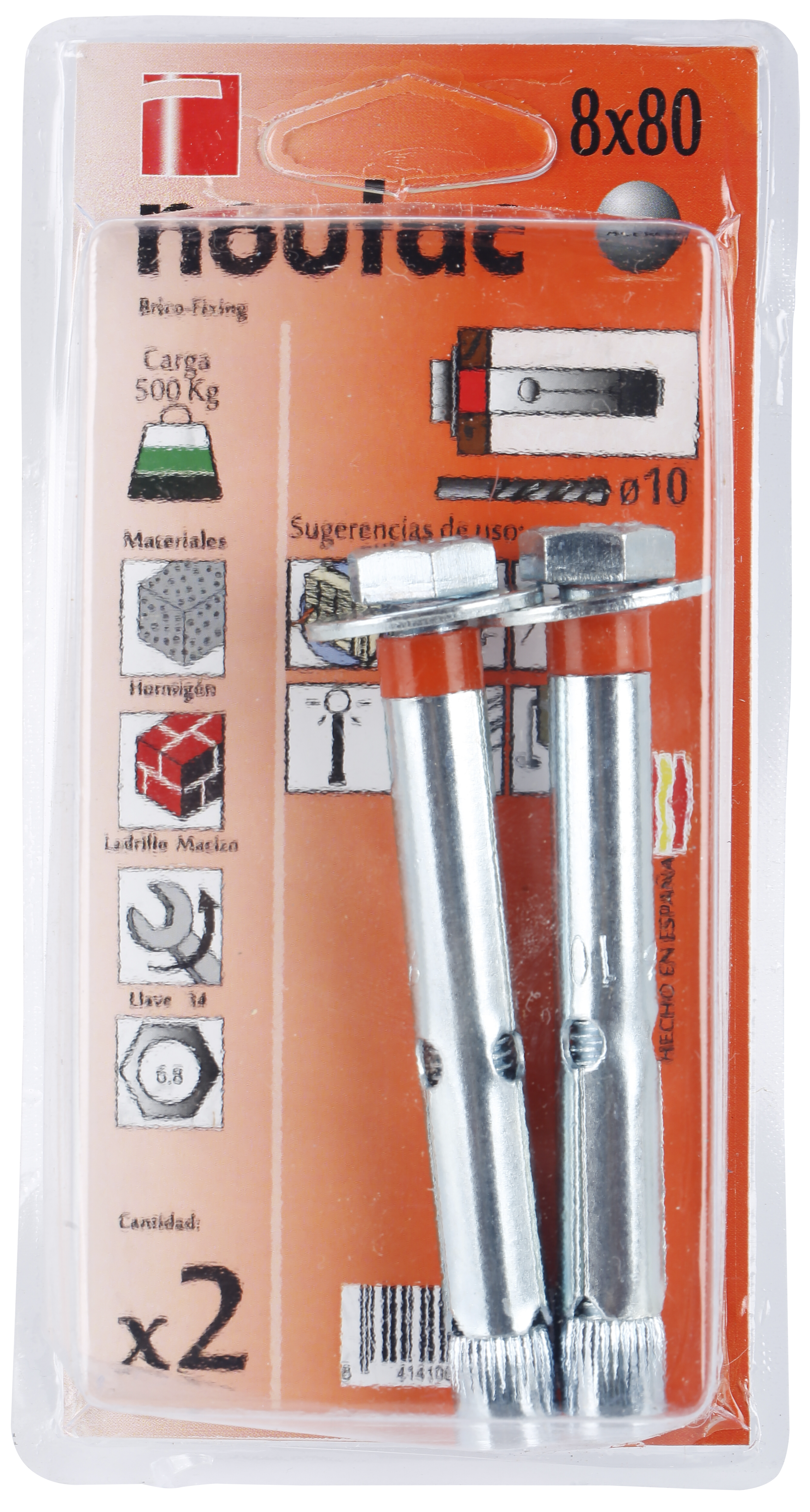 2 Buchas PARAFUSO 8X80MM - 4