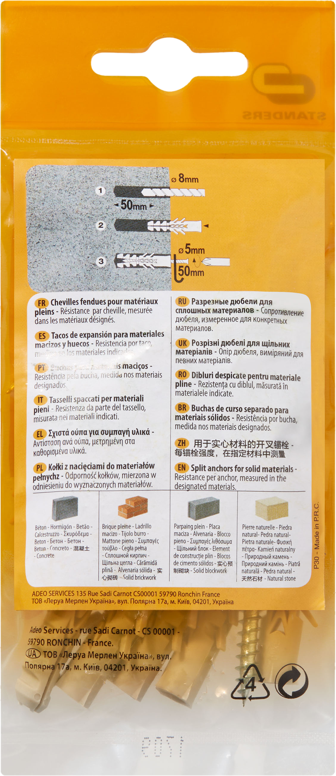 10 buchas nylon STANDERS 8X40MM COM PARAFUSO - 6