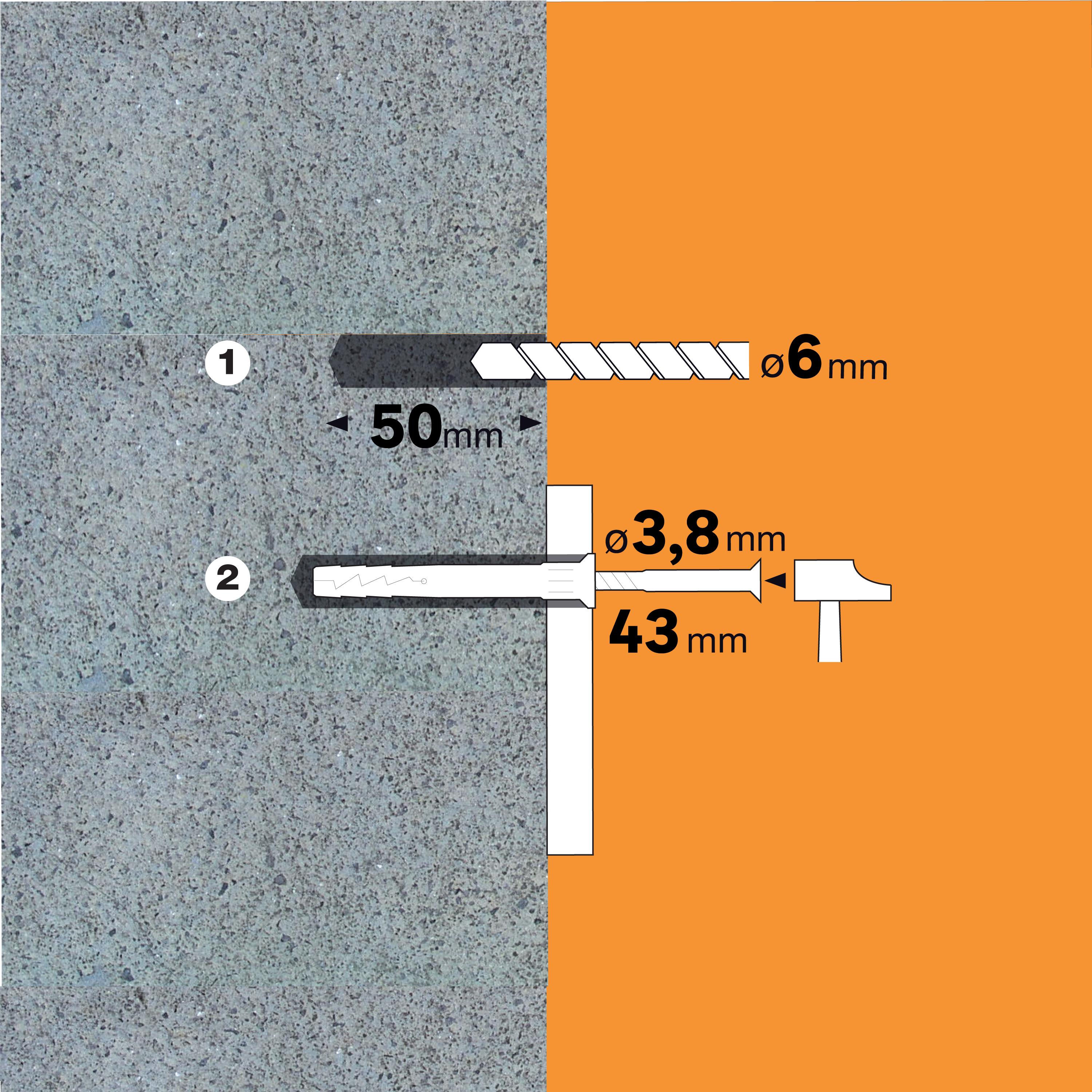 250 tacos clavar nailon materiales macizos STANDERS ø 6 mm y L.40 mm - 3