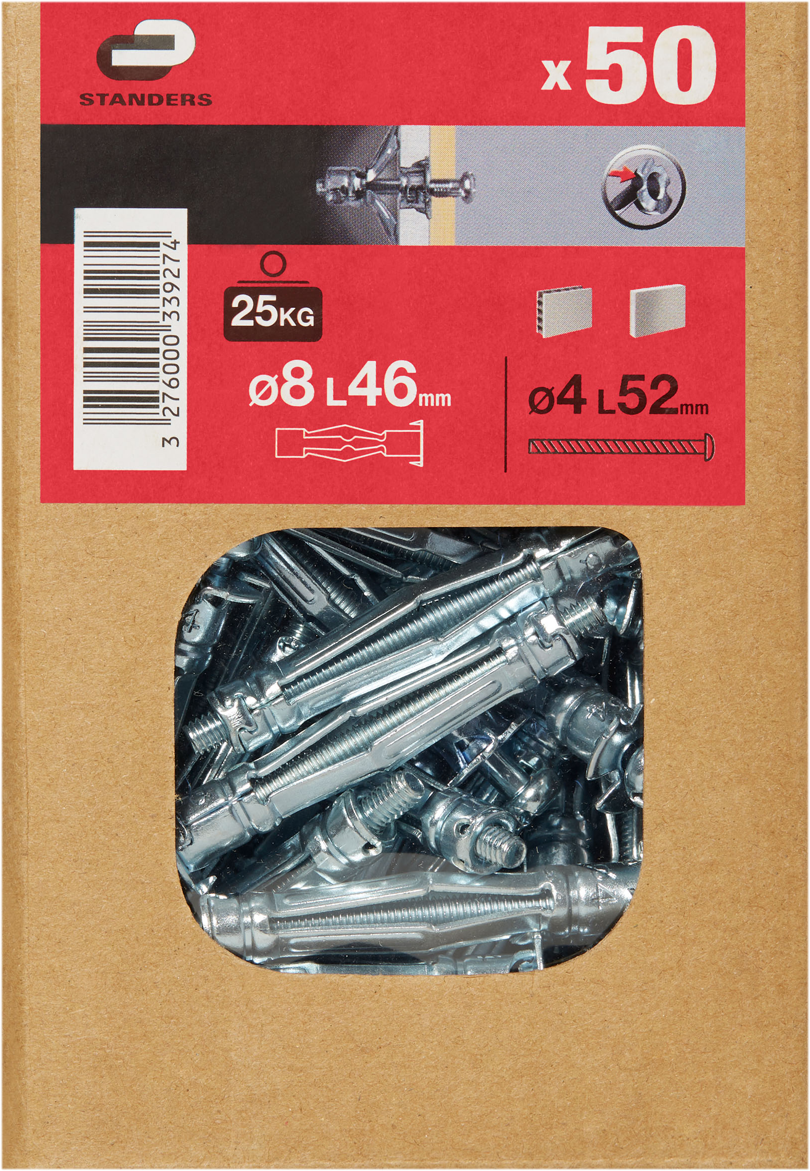 50 buchas de metal STANDERS EXPANSÍVEL 8X46MM COM PARAFUSO - 6