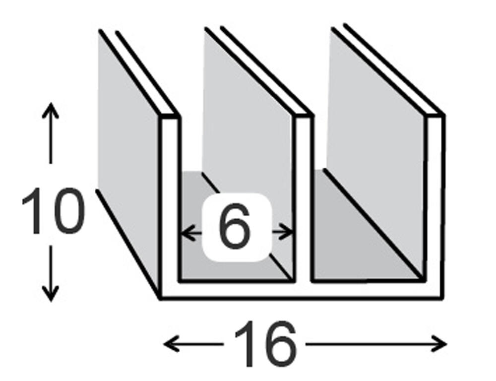 Perfil formar Doble U de aluminio, Alt.1 x An.1.6 x L.200 cm | Leroy Merlin