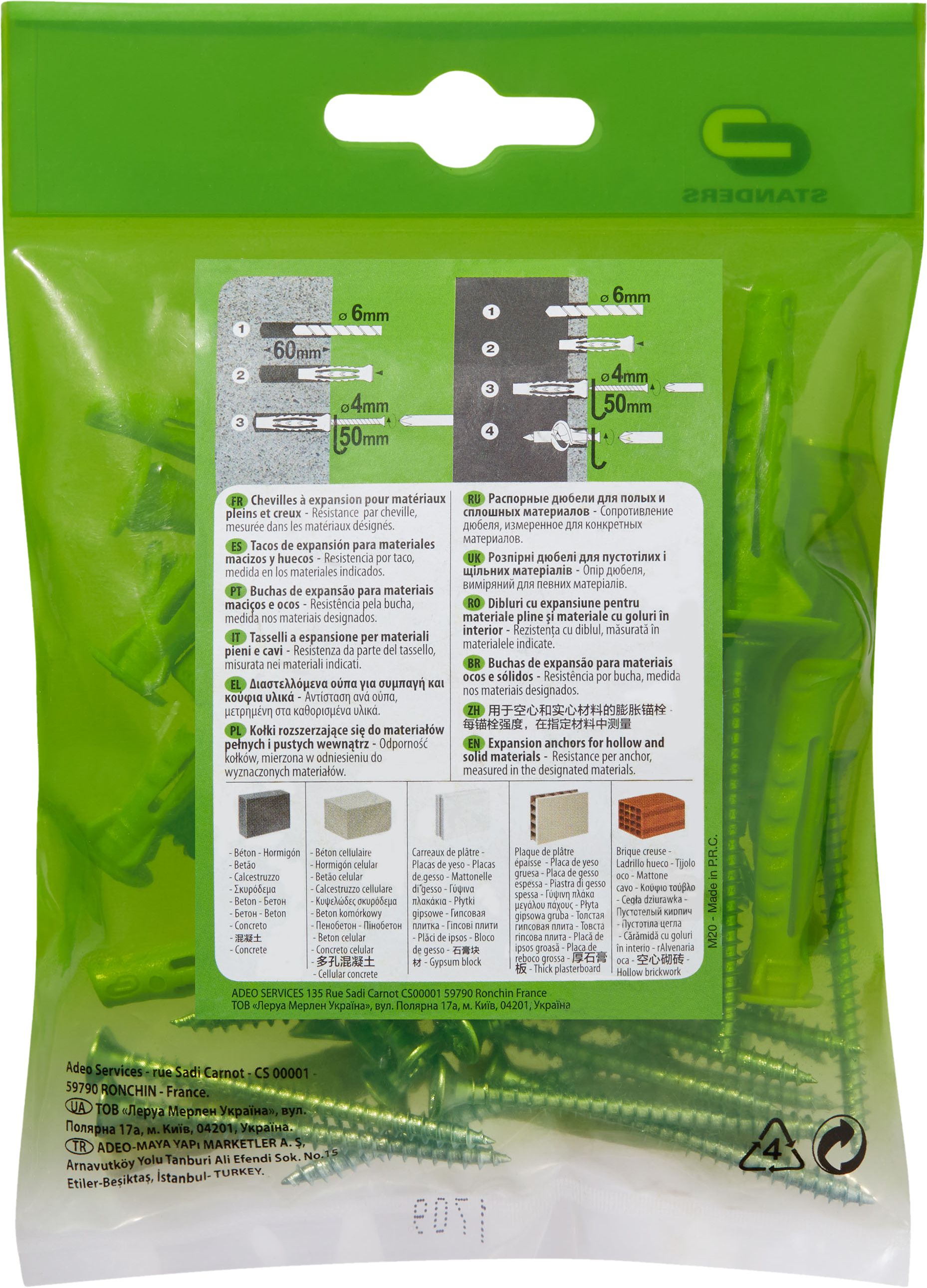 30 tacos + tornillos multimaterial STANDERS, ø 6 x L. 40 mm - 2