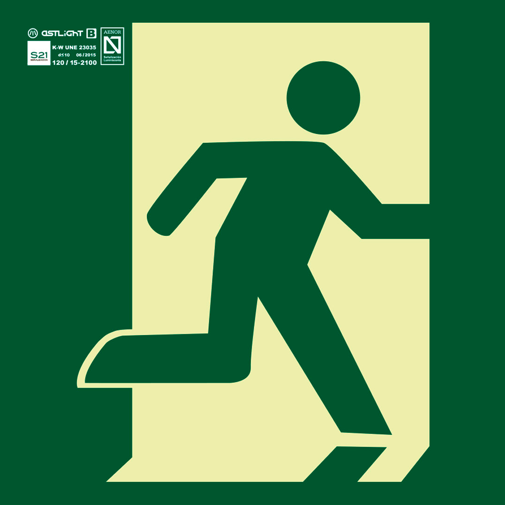 Cartel salida emergencia derecha luminiscente 22cm