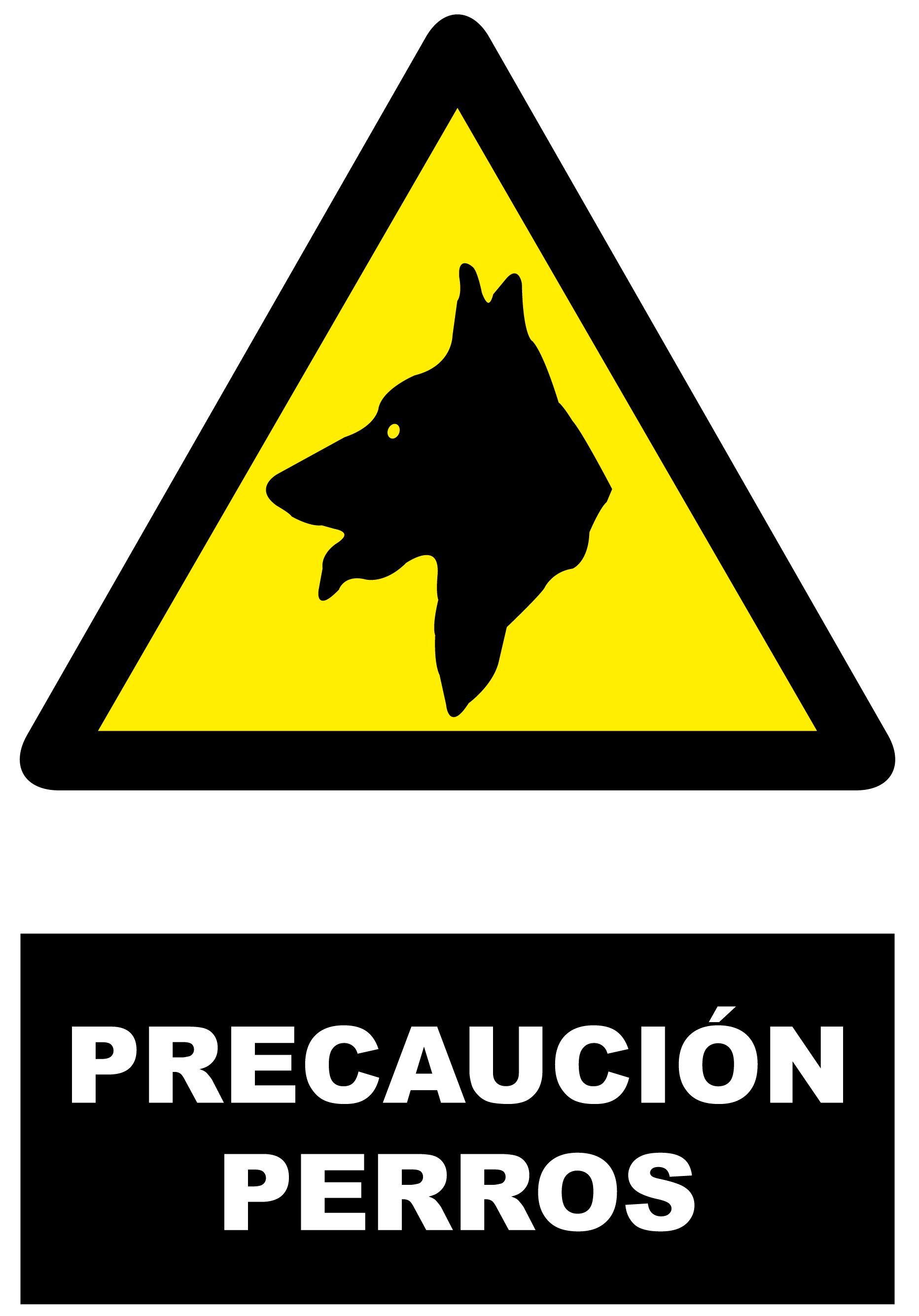 Cartel precaucion perros 34x23cm
