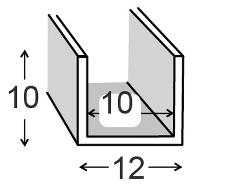 Perfil forma en U de pvc negro, Alt.1.2 x An.1 x L.200 cm - 2