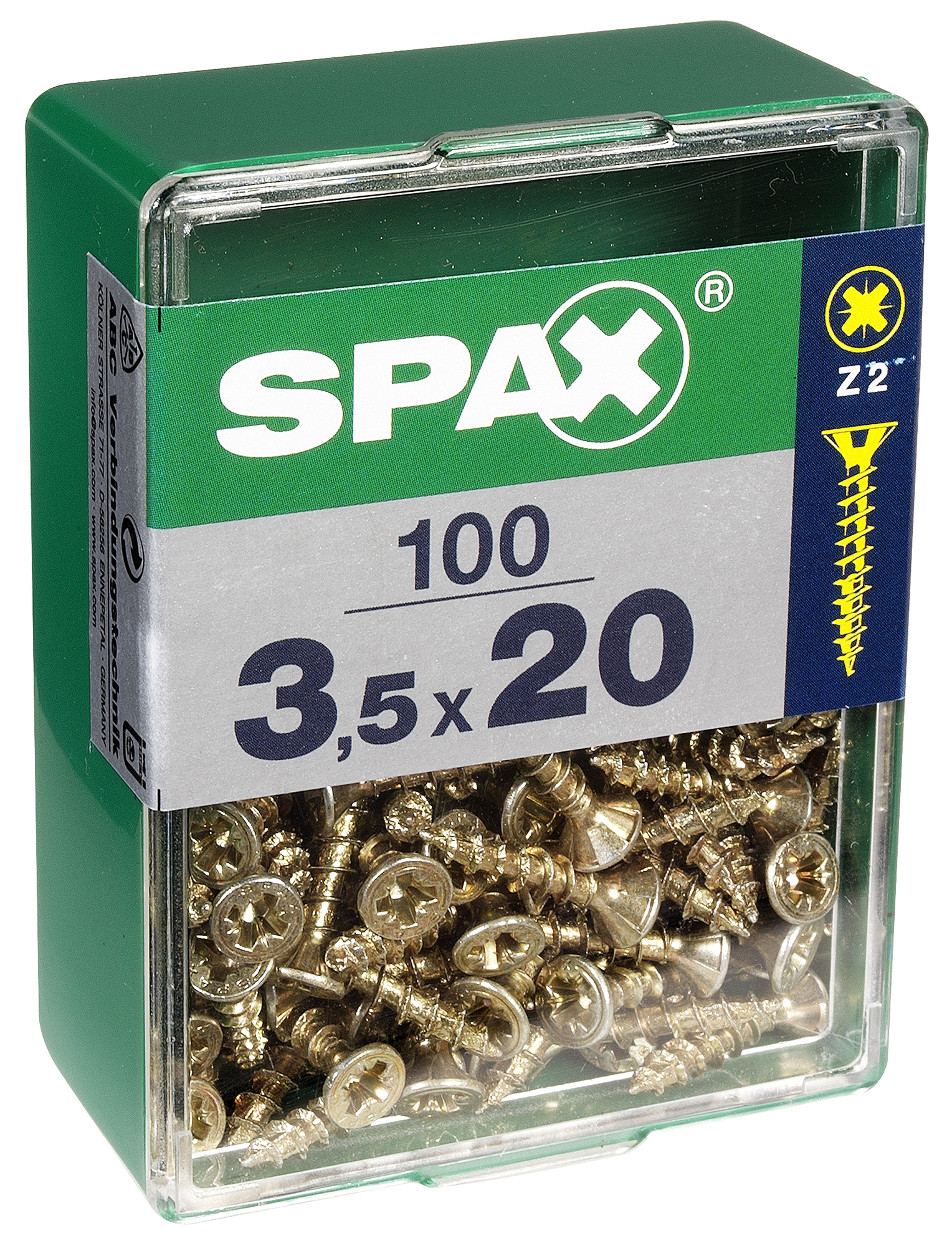 100 Tornillo para madera SPAX pozidriv con cabeza avellanada, ø 3.5 x L. 20 mm - 6