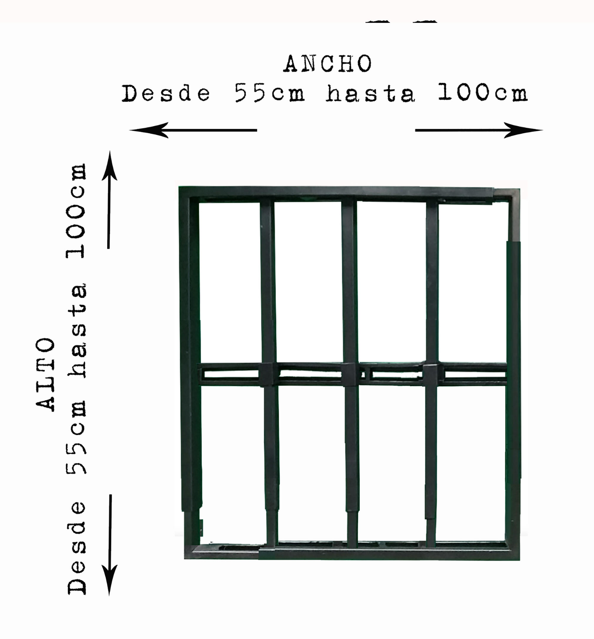 Reja negra anti-robo ajustable (ancho y alto) desde 55X55cm a 100X100cm - 9
