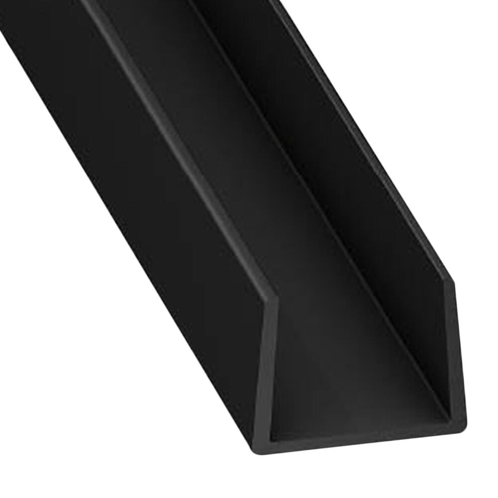 Perfil forma en u de pvc negro, alt.1.2 x an.1 x l.200 cm