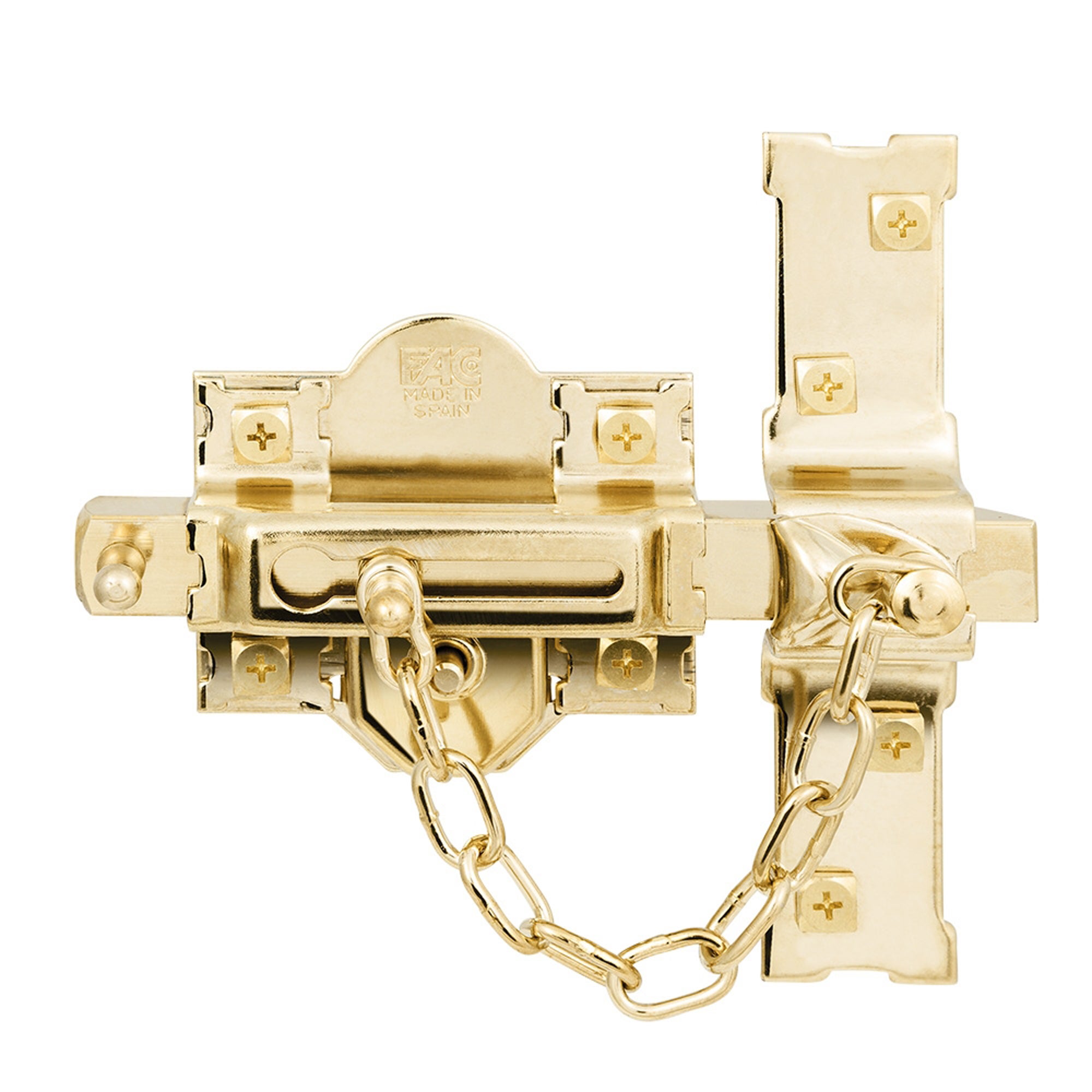 Cerrojo de seguridad fac 308r/80 botón-llave y cadena derecha en dorado