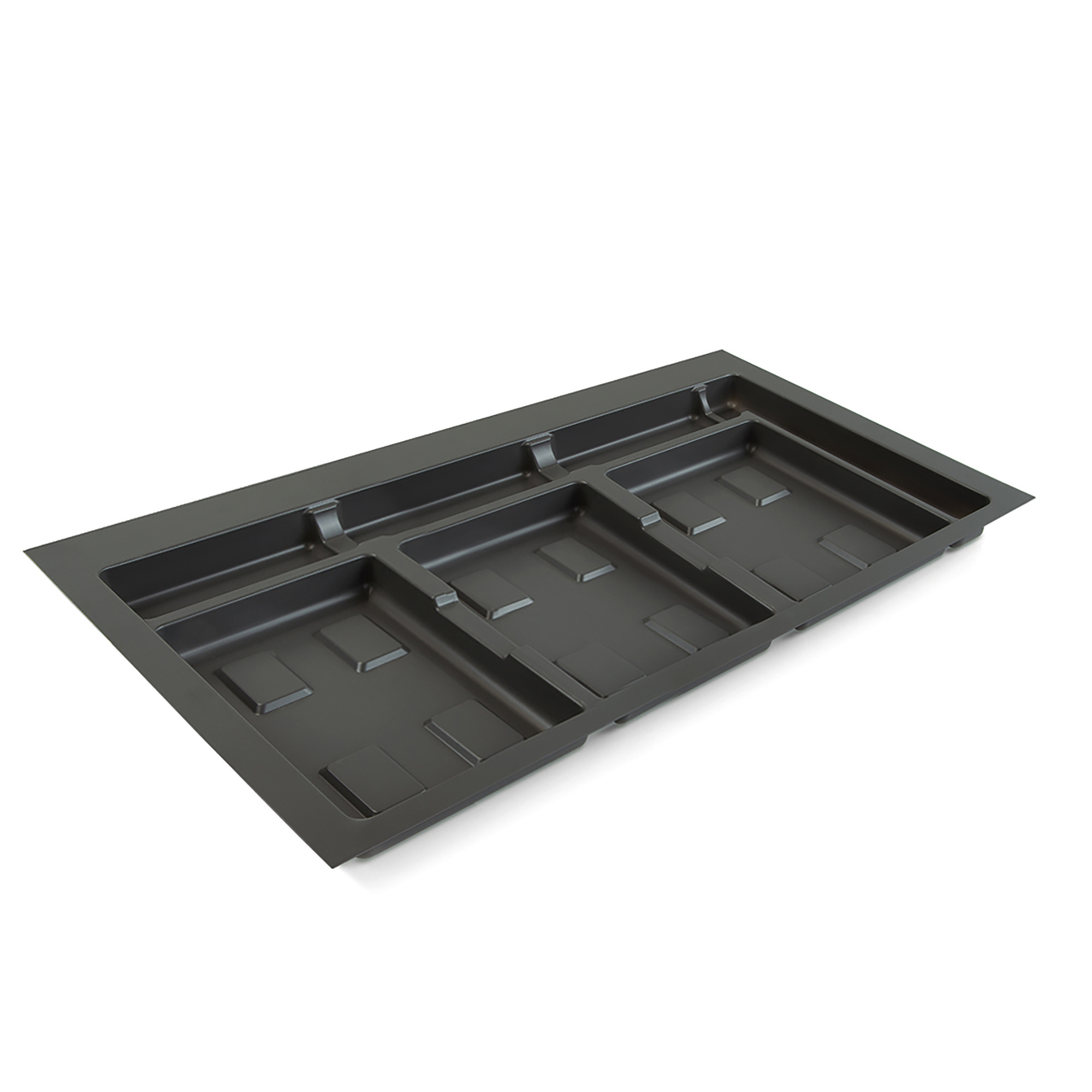 Base para contenedores de cajón cocina, 3 huecos, módulo 90 cm, gris - emuca