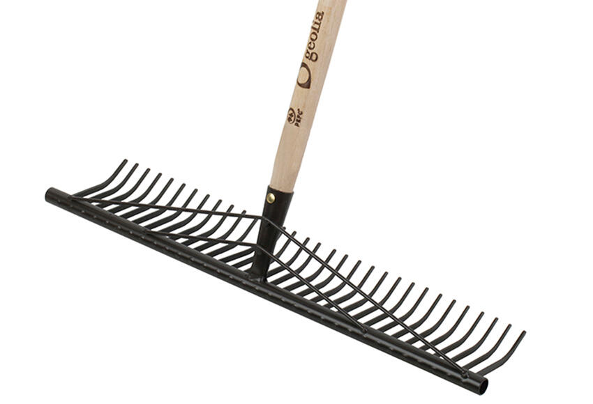 Rastrillo con mango geolia 32 puas de acero 56 cm