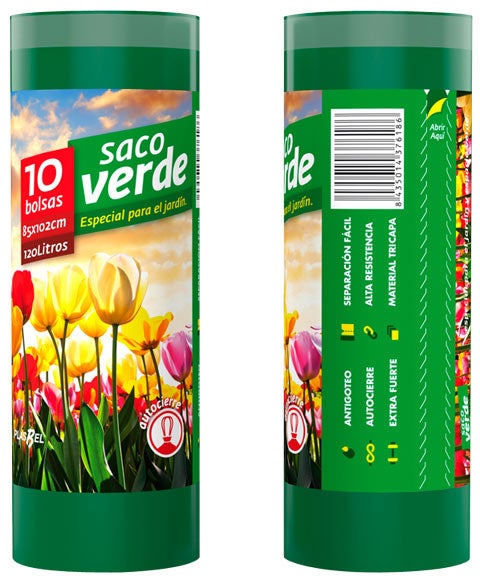 Pack 10 bolsas de basura de jardín de 85x102 cm capacidad 120 litros