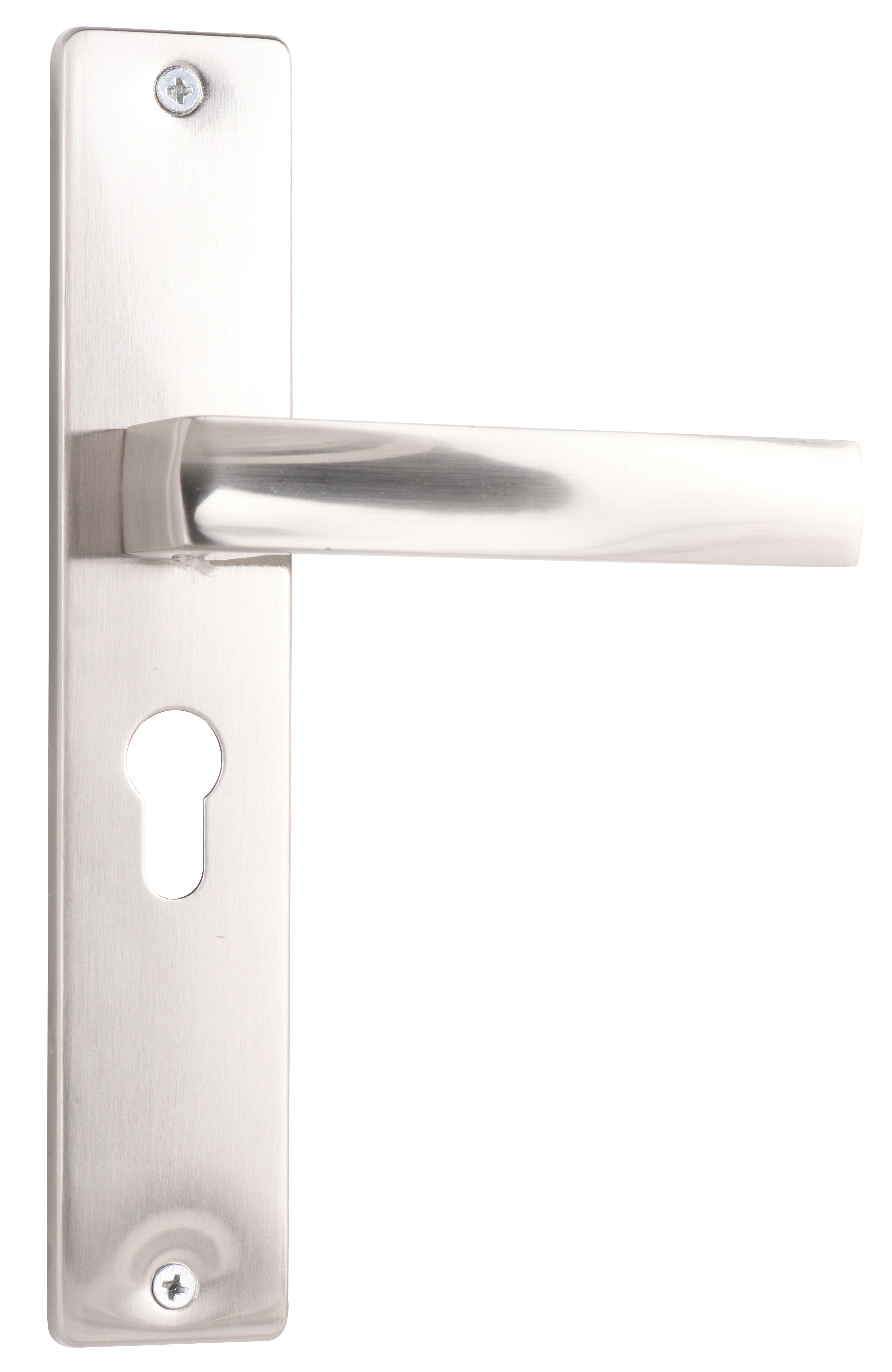 Juego de manilla para puerta elice níquel satinado con bocallave a 90 mm