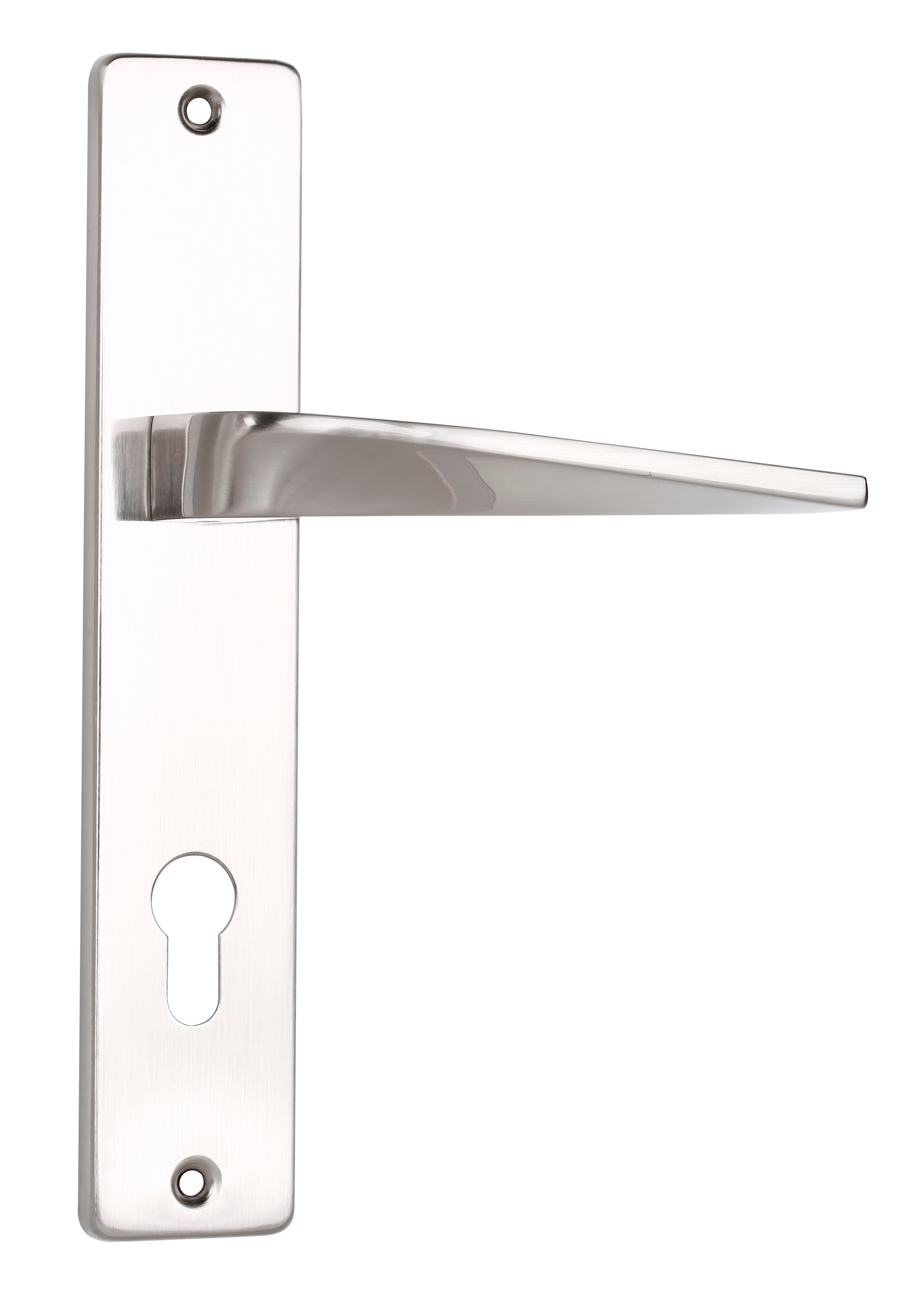 Juego de manilla para puerta maxim níquel satinado con bocallave a 90 mm