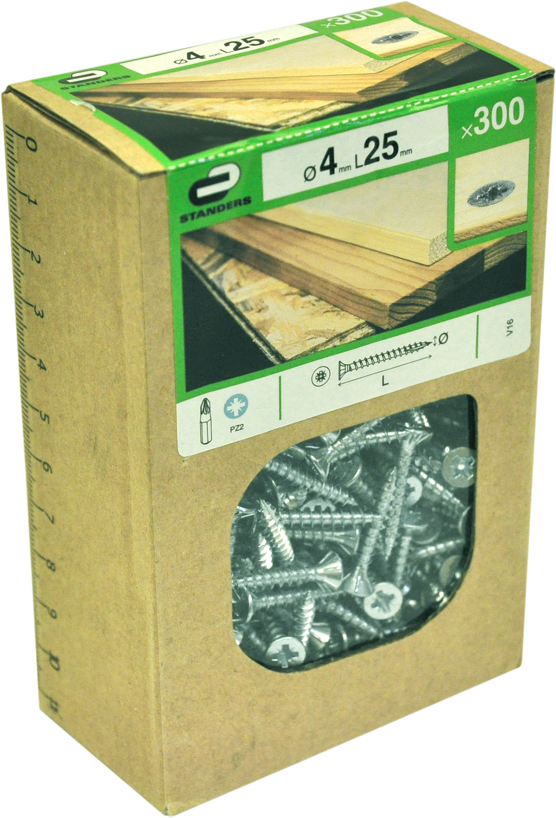 300 Tornillo para madera STANDERS pozidriv con cabeza avellanada, ø 4 x L. 25 mm - 4