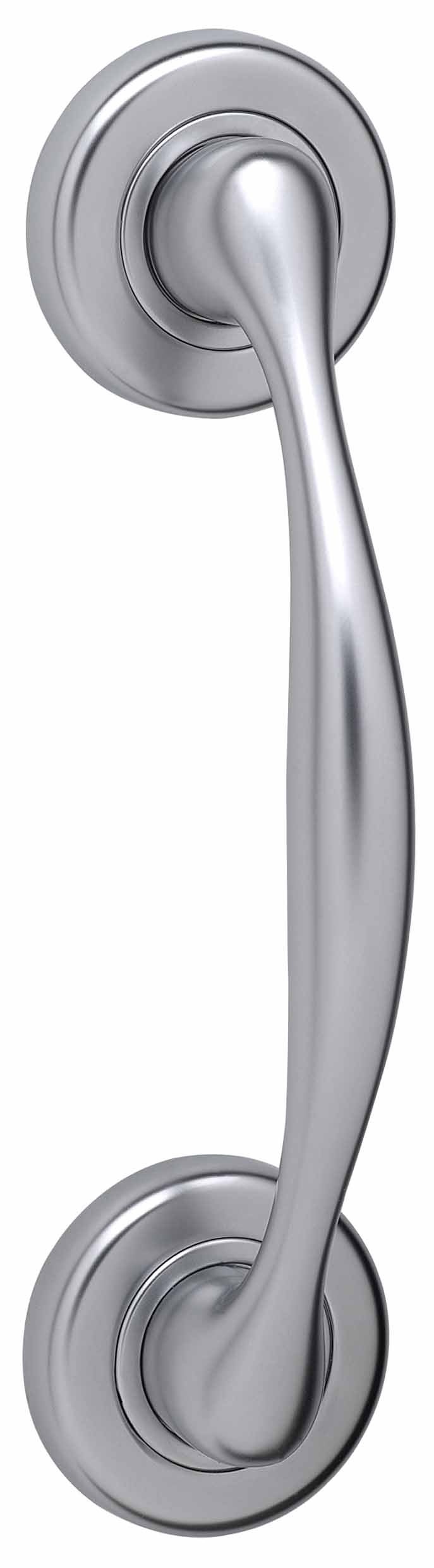 Tirador de puerta de zamak satinado, 54x215x59 mm