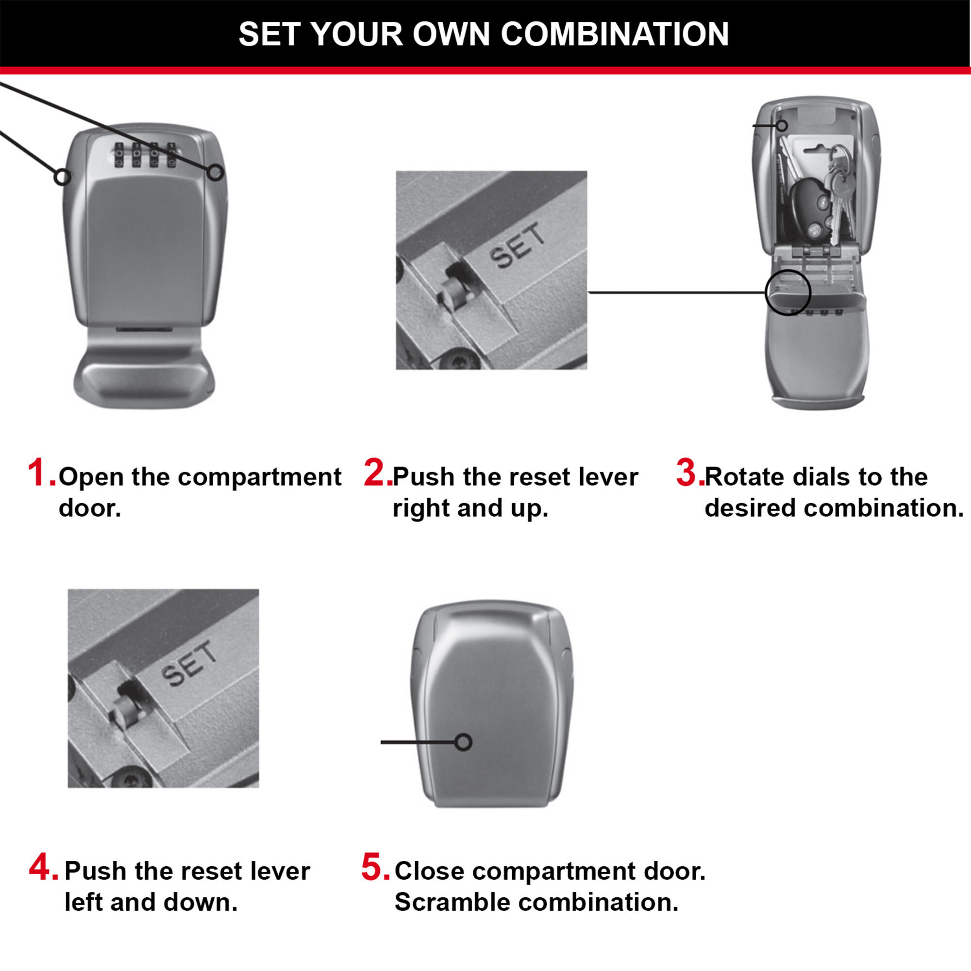 Mini-chaveiro de segurança com combinação Master Lock 5415EURD - 15