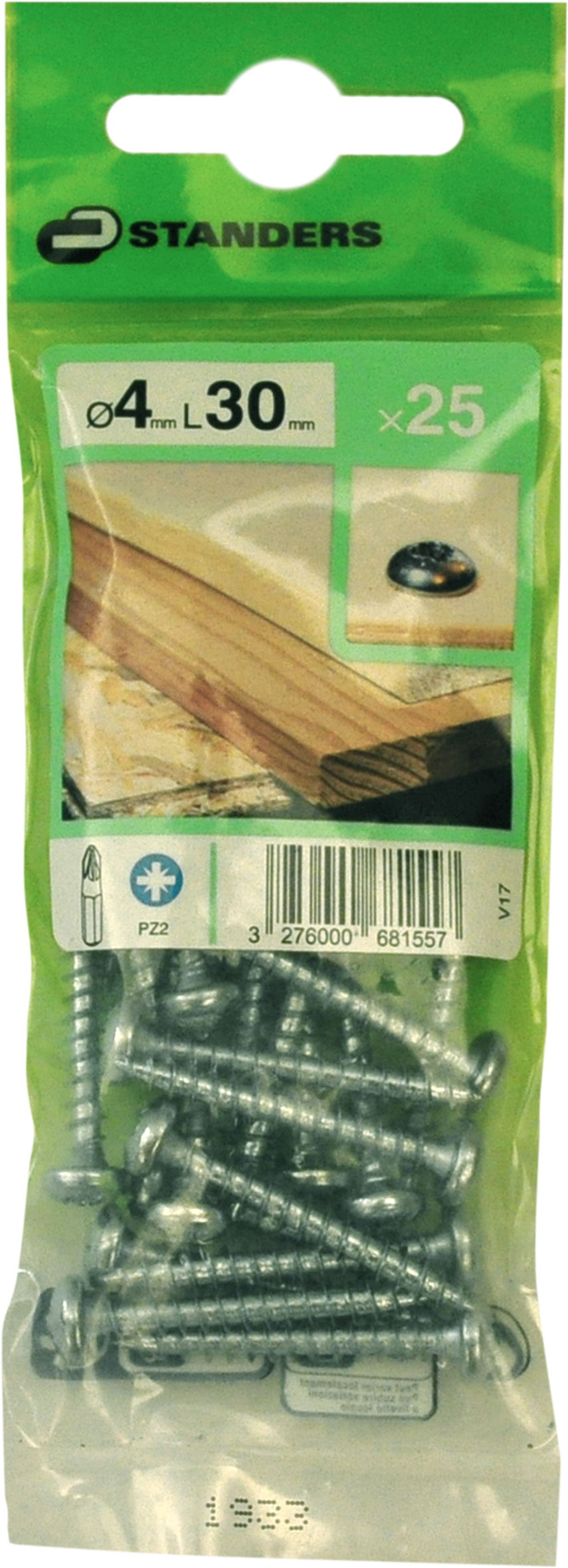 25 Tornillo para madera STANDERS pozidriv con cabeza cilíndrica, ø 4 x L. 30 mm - 3