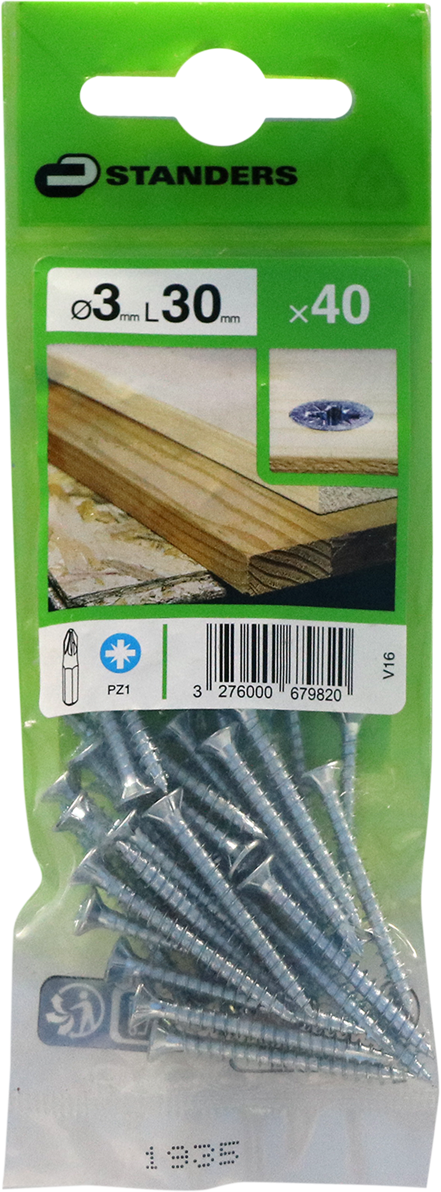 40 Tornillo para madera STANDERS pozidriv con cabeza avellanada, ø 3 x L. 30 mm - 4