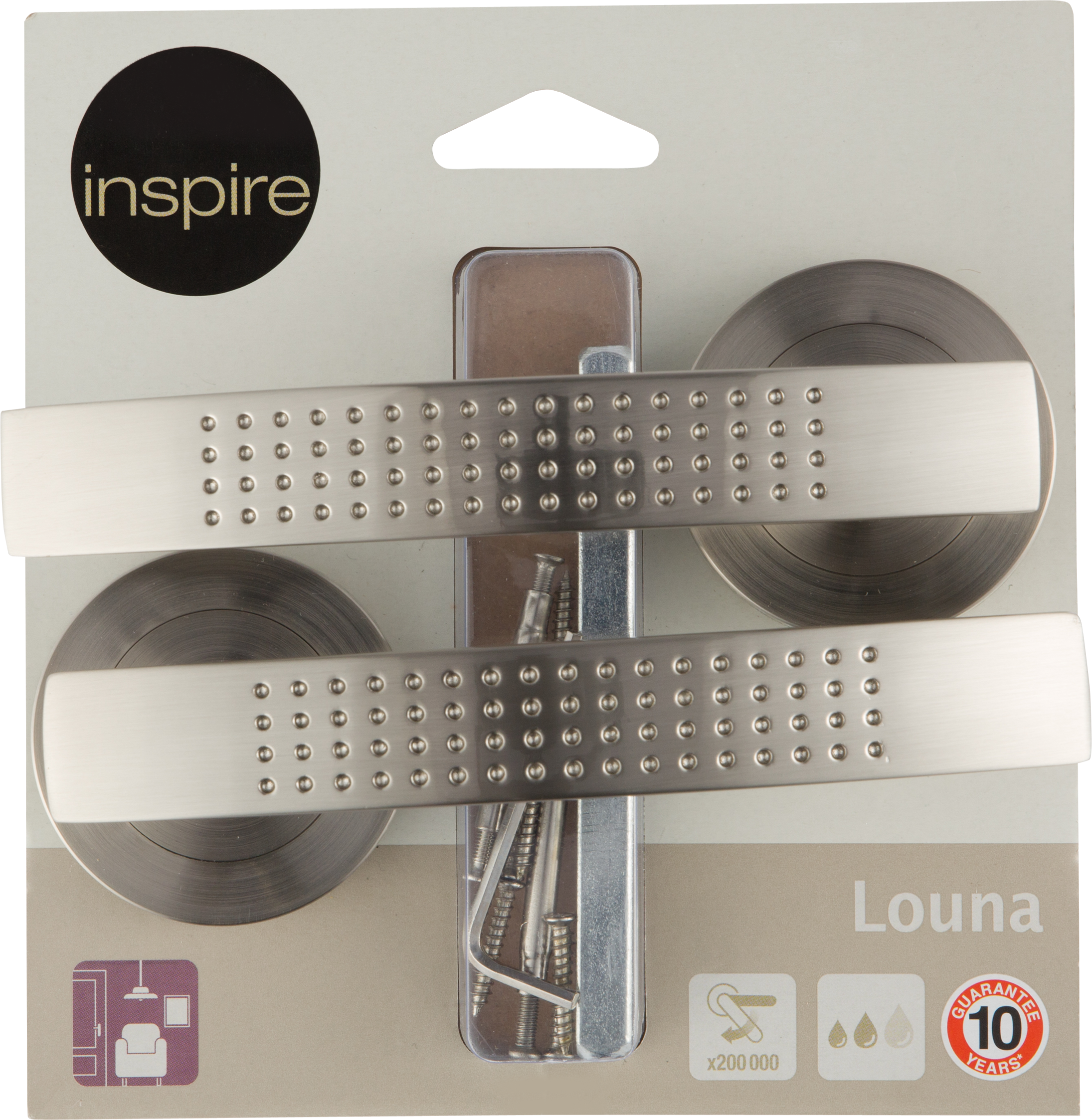 Juego de manilla con roseta INSPIRE serie Louna en aluminio/zamak, niquelado - 5