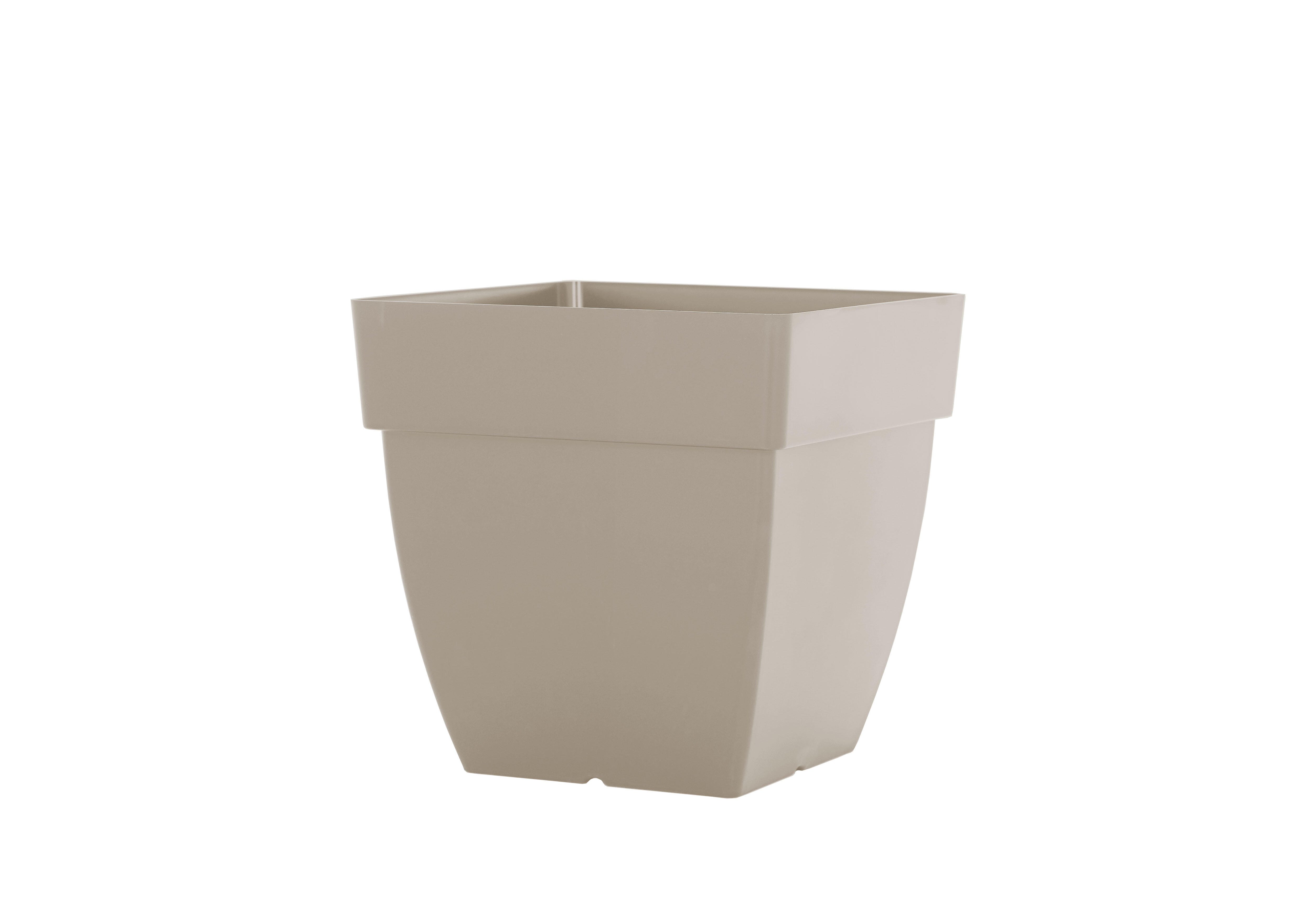 Lote maceta cuadrada y plato capri taupe 45 cm