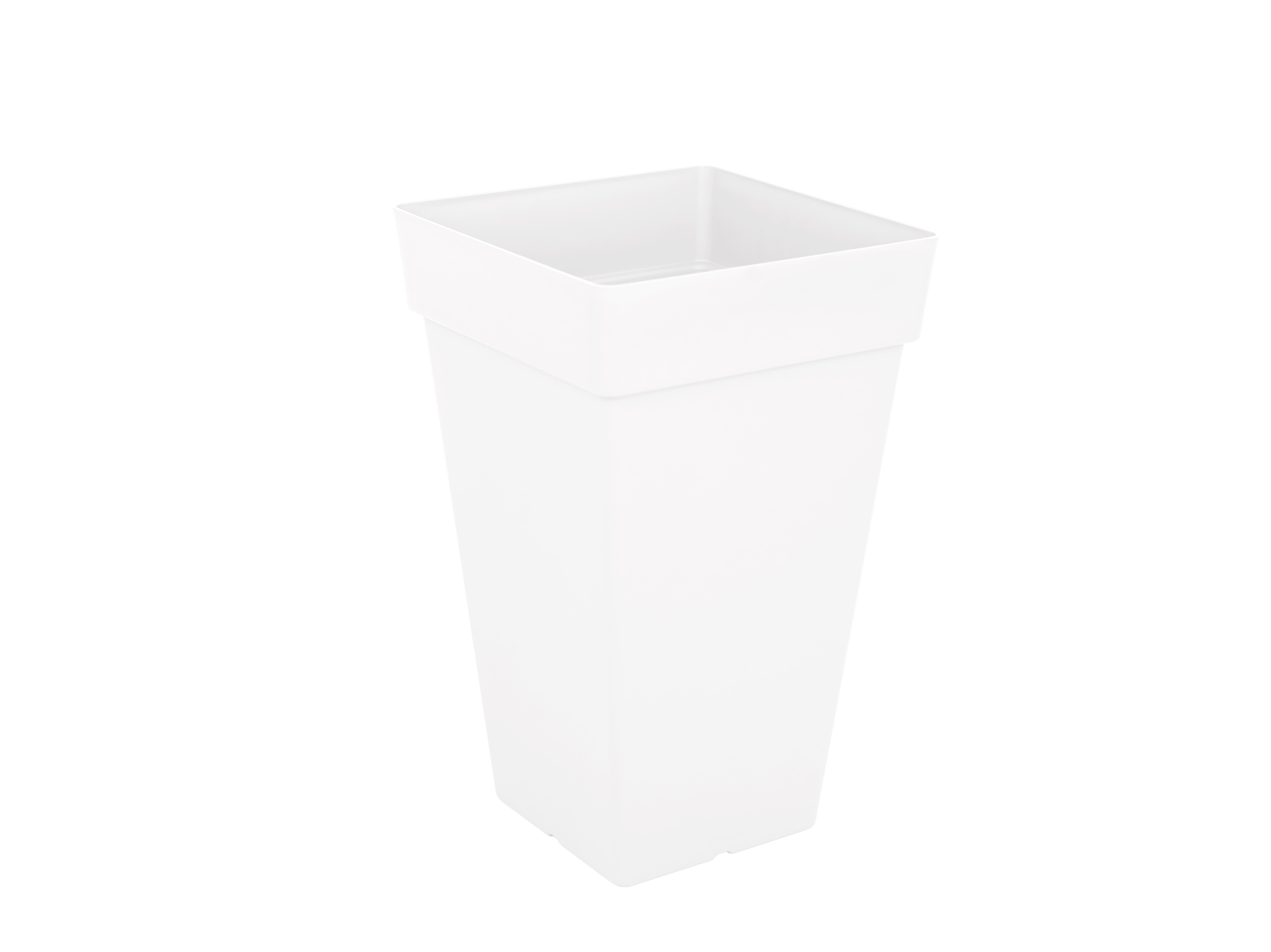 Lote maceta cuadrada alta y plato capri blanco 50 cm