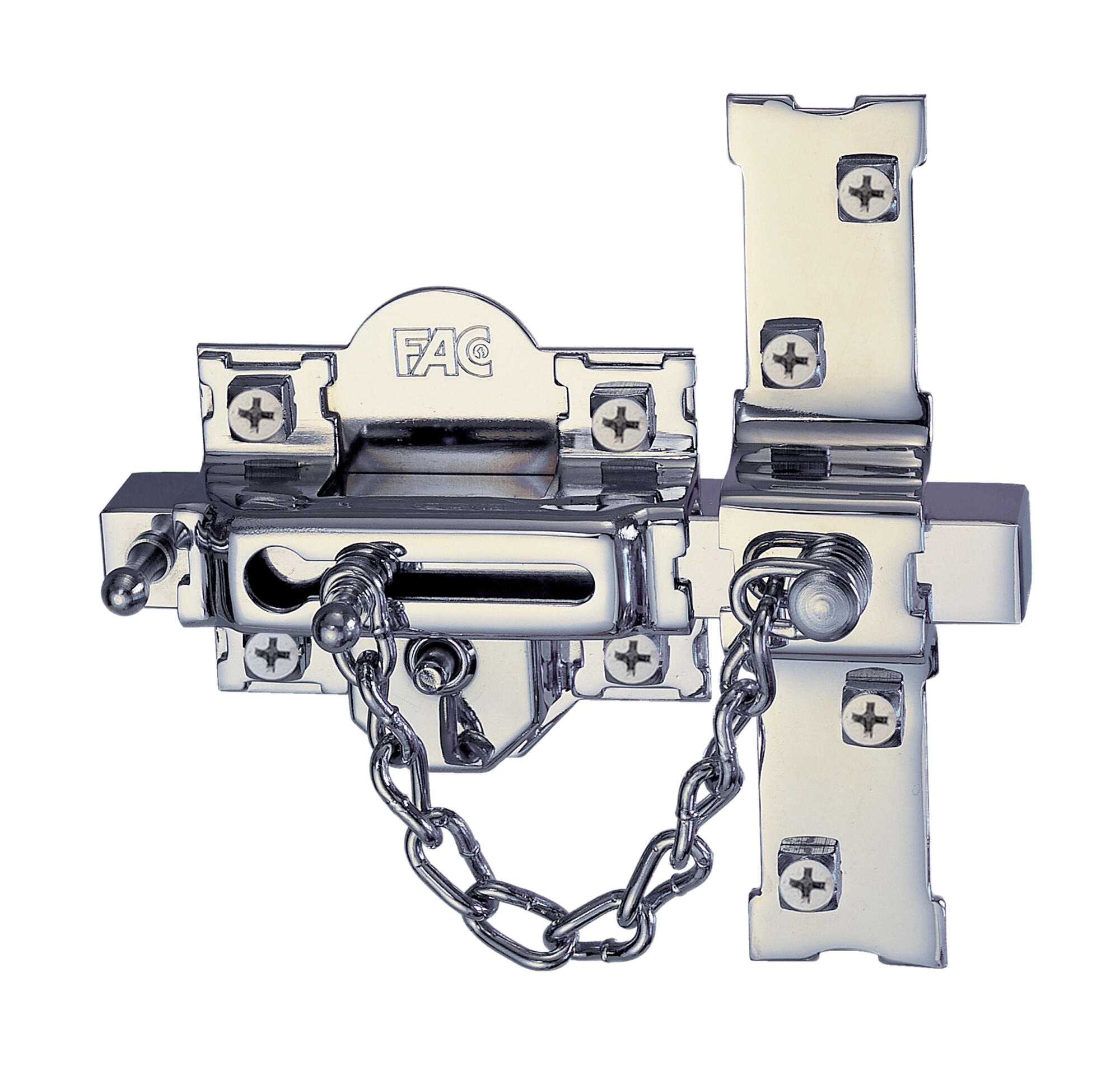 Cerrojo de seguridad fac 307r/80 llave-botón y cadena de 80 mm ancho niquelado