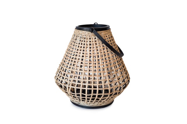 Farol con soporte para vela Sao Jorge bambú 30x30cm