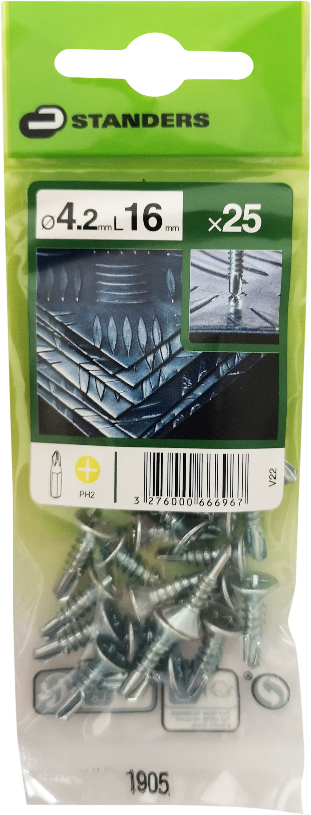 25 Tornillo para metal STANDERS phillips con cabeza avellanada, ø 4.2 x L. 16 mm - 4