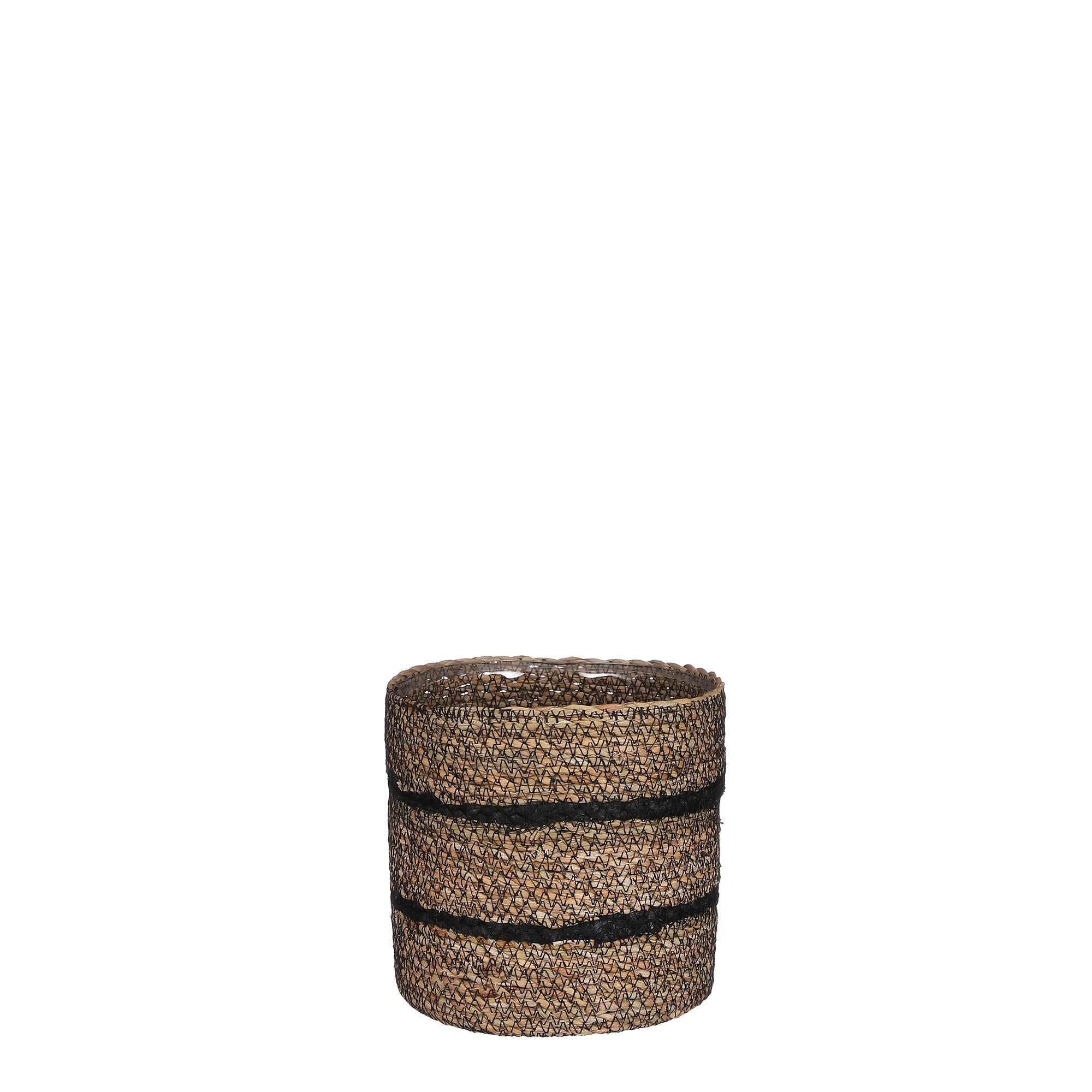 Maceta de junco de mar celestial negra ø 16 cm