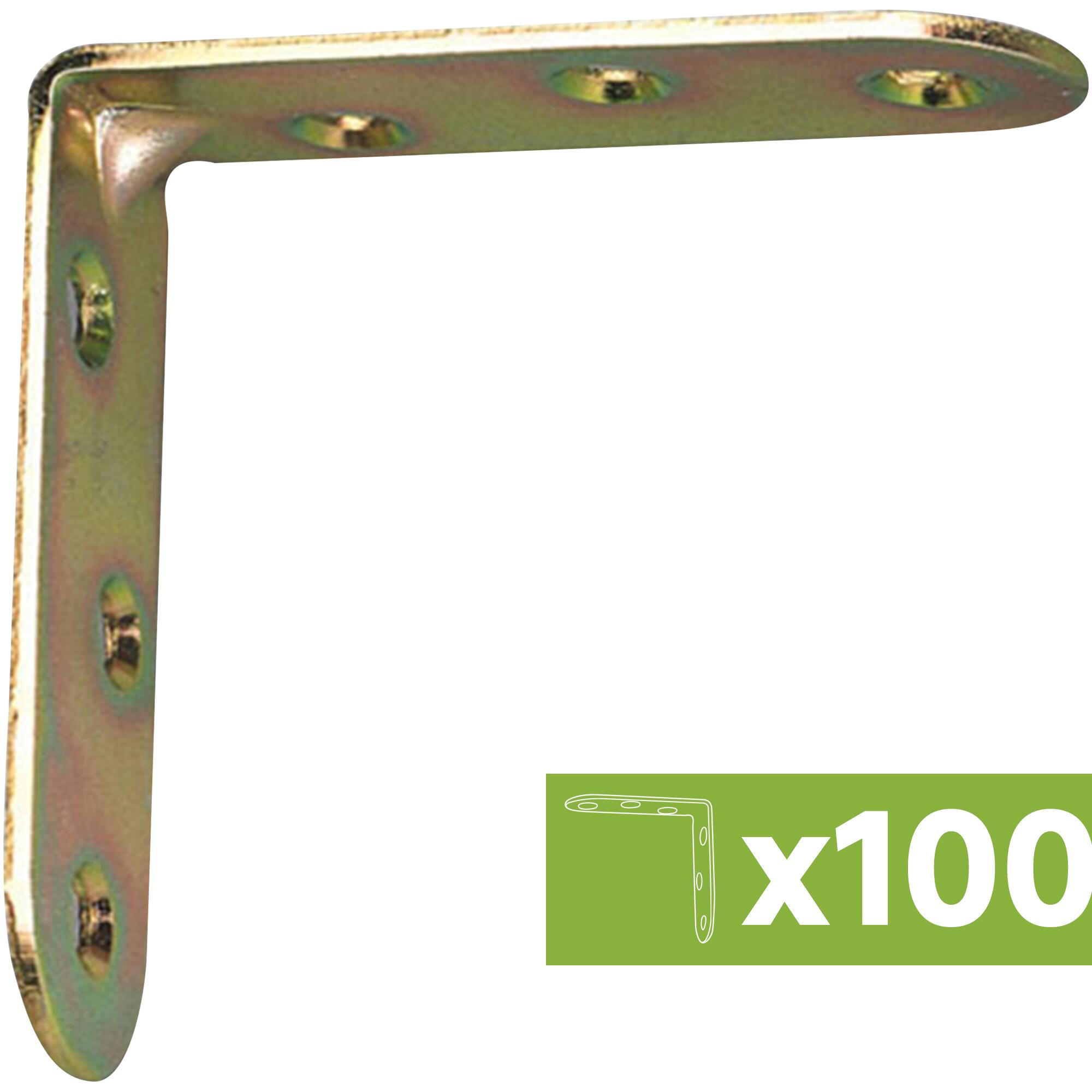 Lote 100 escuadras de unión en ángulo de acero bicromatado 40x40 mm