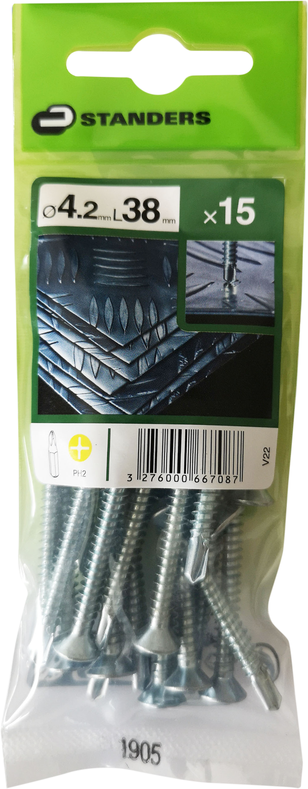 15 Tornillo para metal STANDERS phillips con cabeza avellanada, ø 4.2 x L. 38 mm - 4