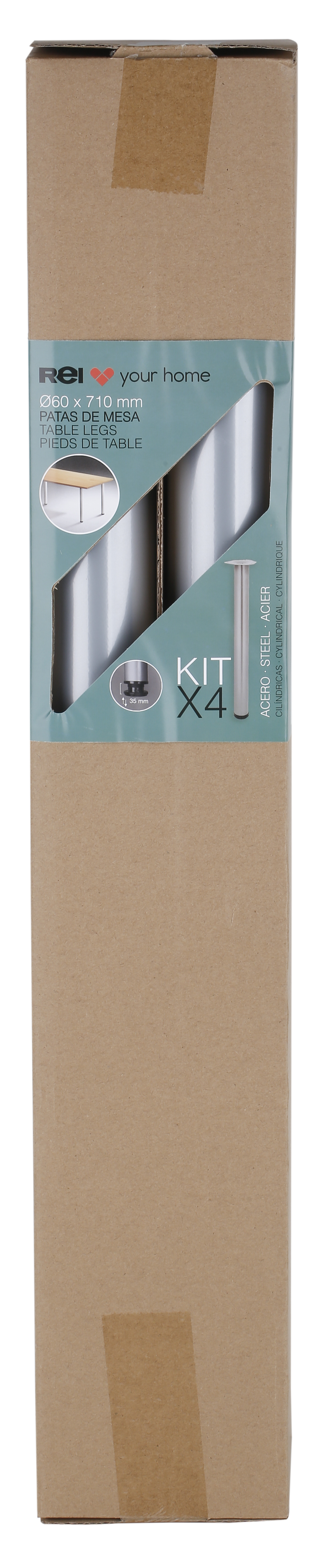 4 Pata para mesa o escritorio de acero con altura regulable color gris altura 70 - 73 cm - 8