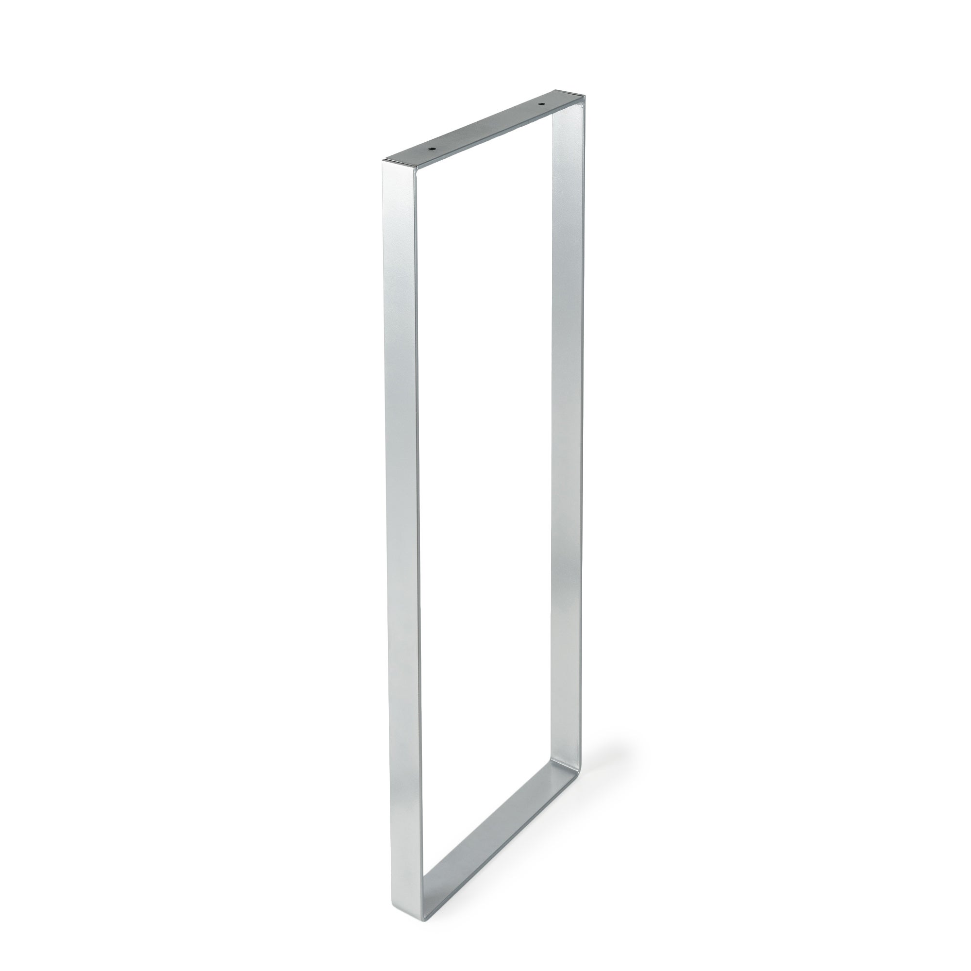 Pata fija de acero rectangular para mesas y encimeras 80 cm en plateado