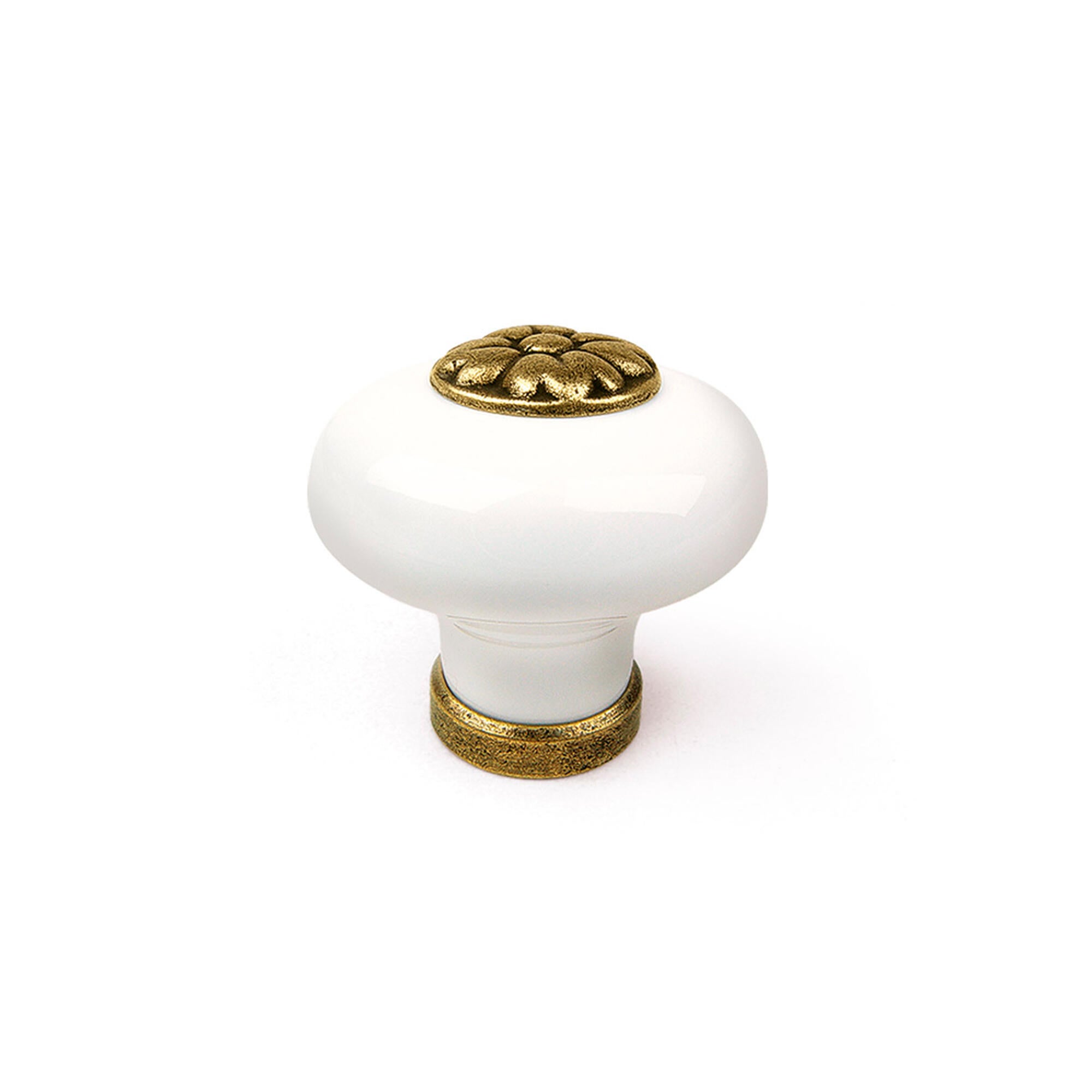 Tirador de porcelana blanco-cuero viejo rei, medidas: 35x33mm