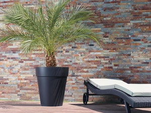 set di 4 vasi da fiori, rotondi, marrone-grigio, vaso per piante in plastica riciclabile al 100%, 25 cm - Così la tua casa diventa un'oasi di benessere