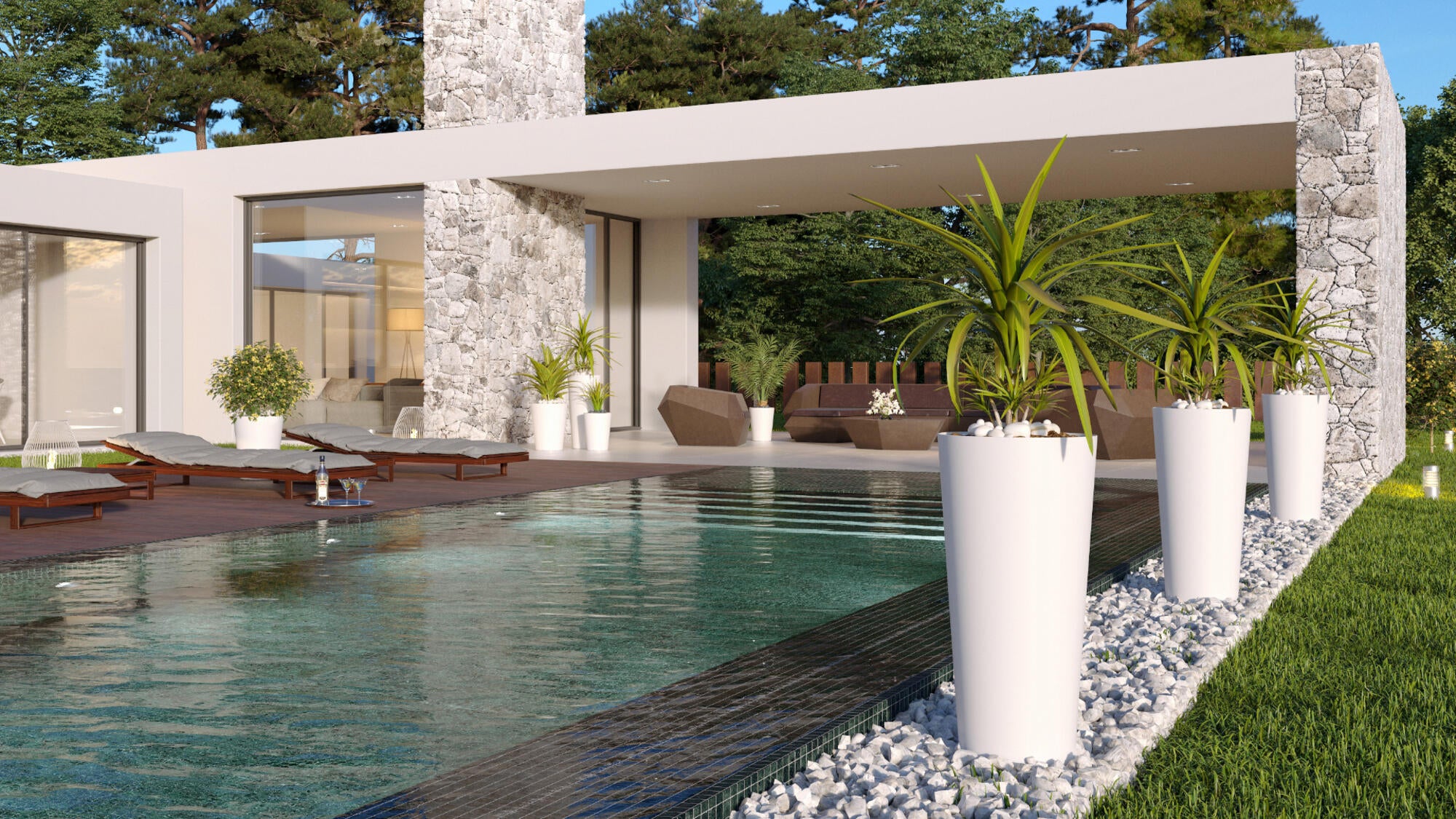 Vaso de resina PORTO ALTO 80CM VERDE SECO - 5