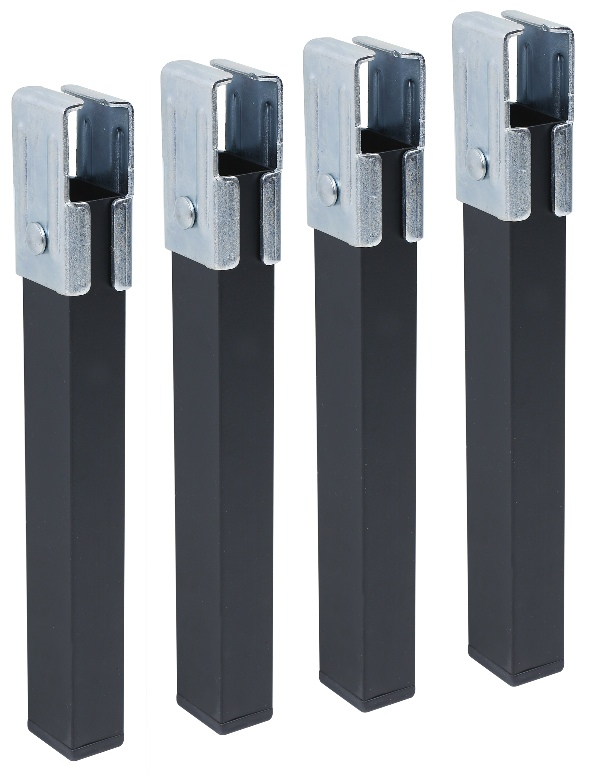 4 patas para cama/somier en acero h. 27cm 40x30 color negro